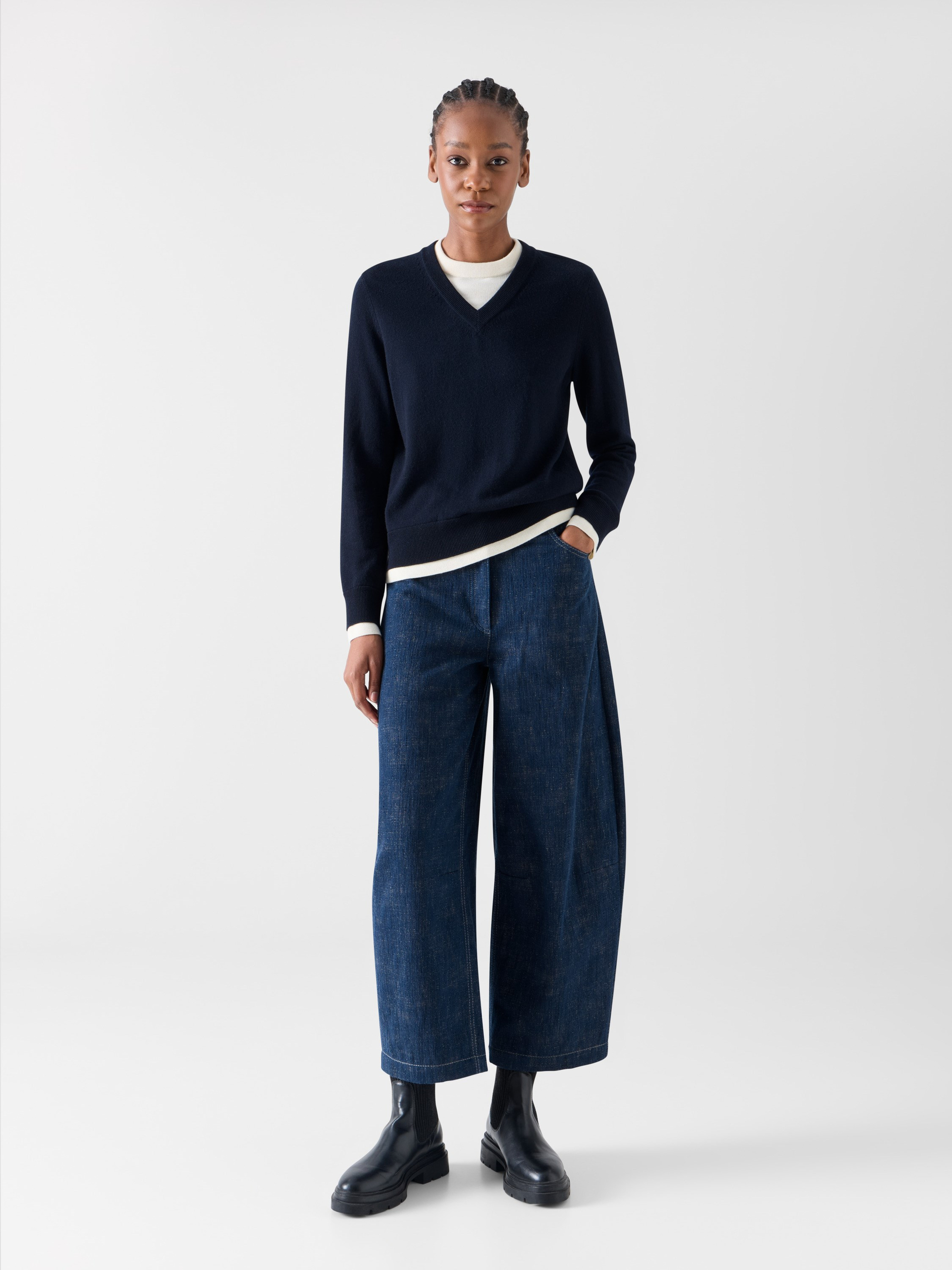 Akris Punto Yüksek Bel Barrel Denim Pantolon