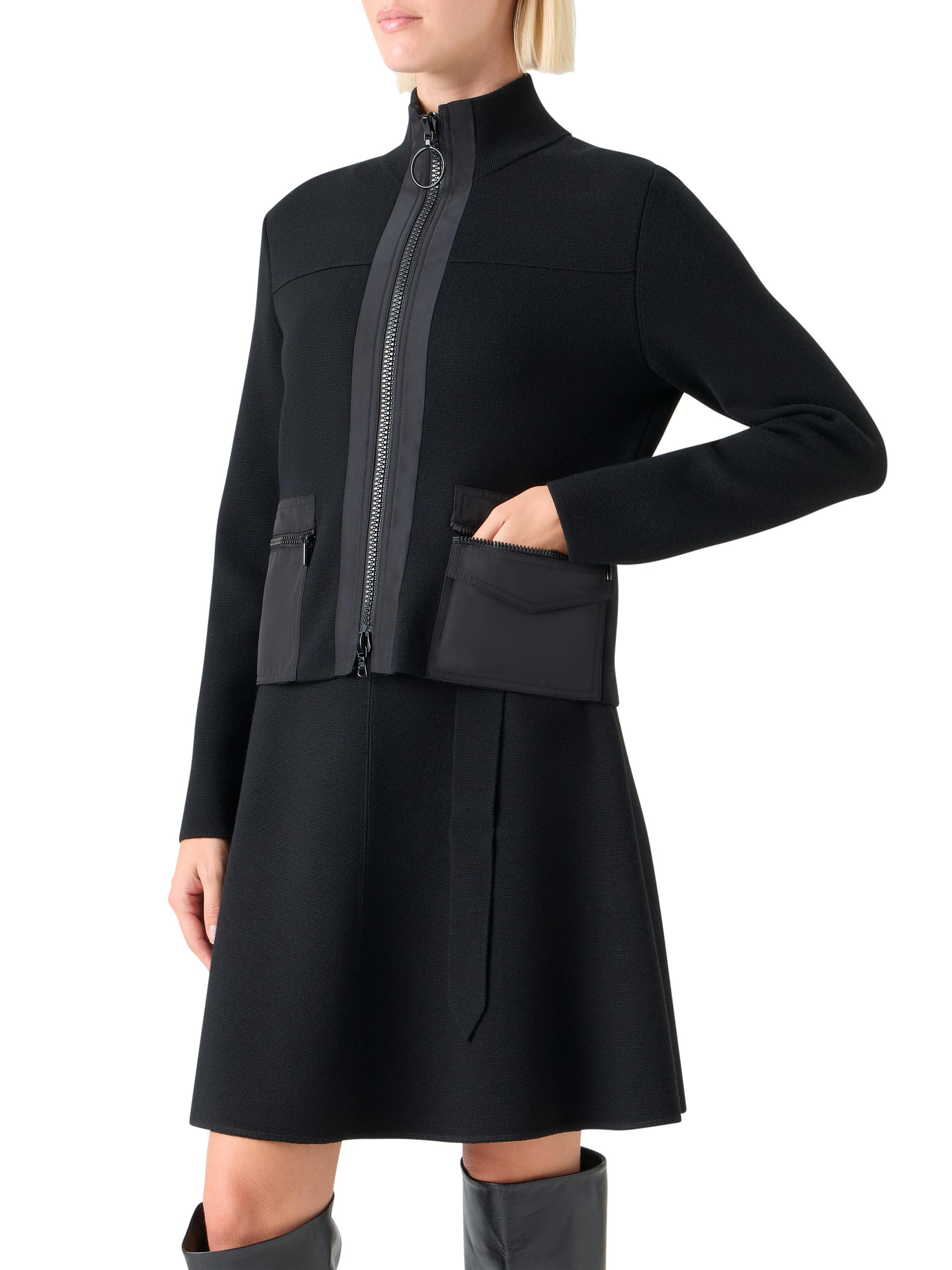 Akris Punto Dik Yaka Fermuarlı Siyah Kısa Ceket