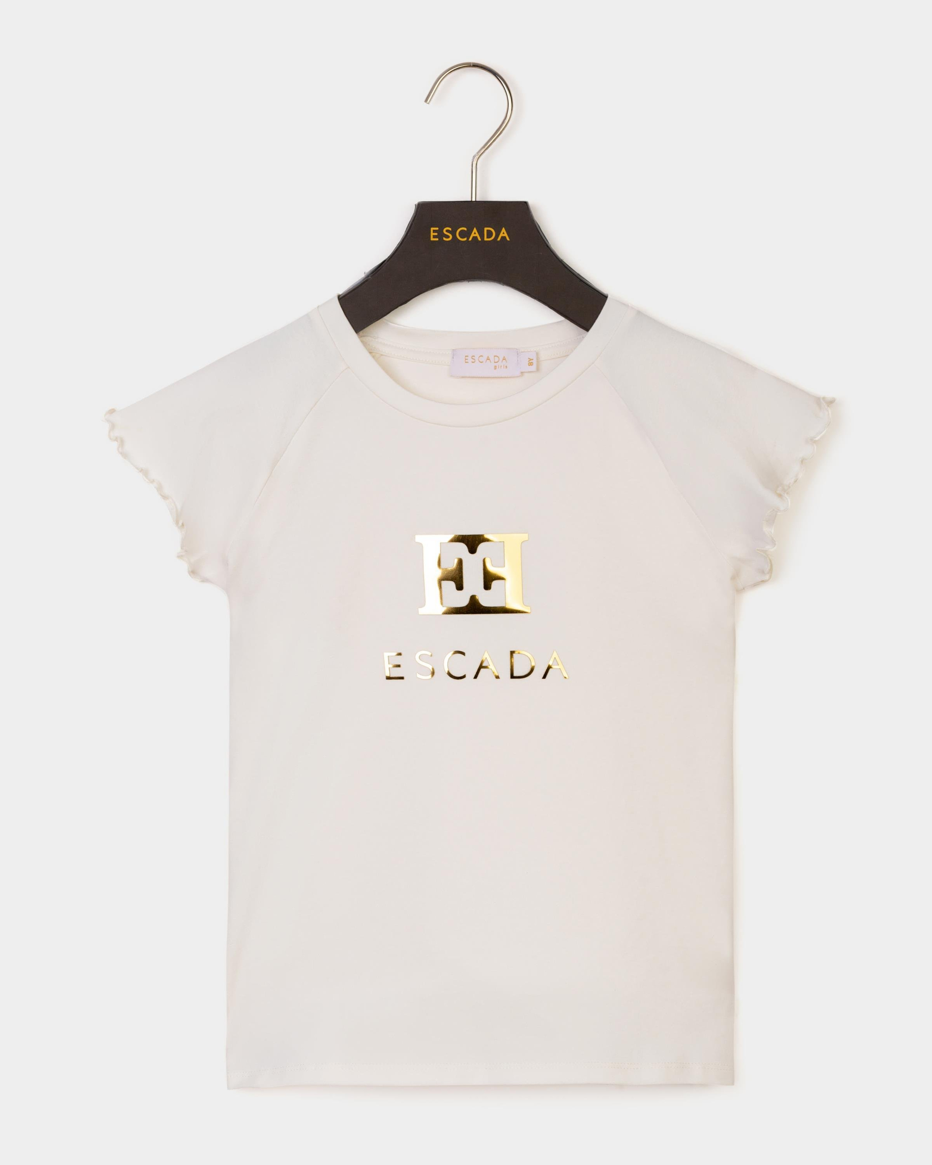 Escada Çocuk Kolları Fırfırlı Logolu T-shirt