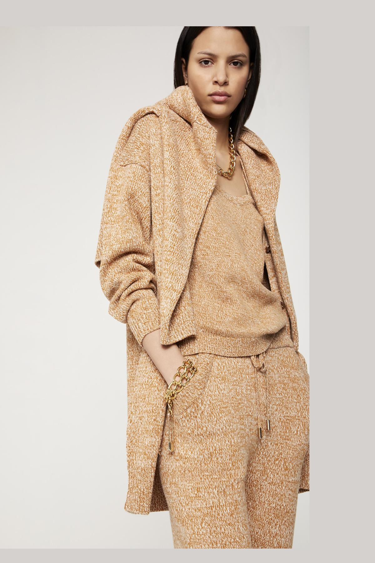 Escada  Kırçıllı Cepli Uzun Camel Yün Hırka