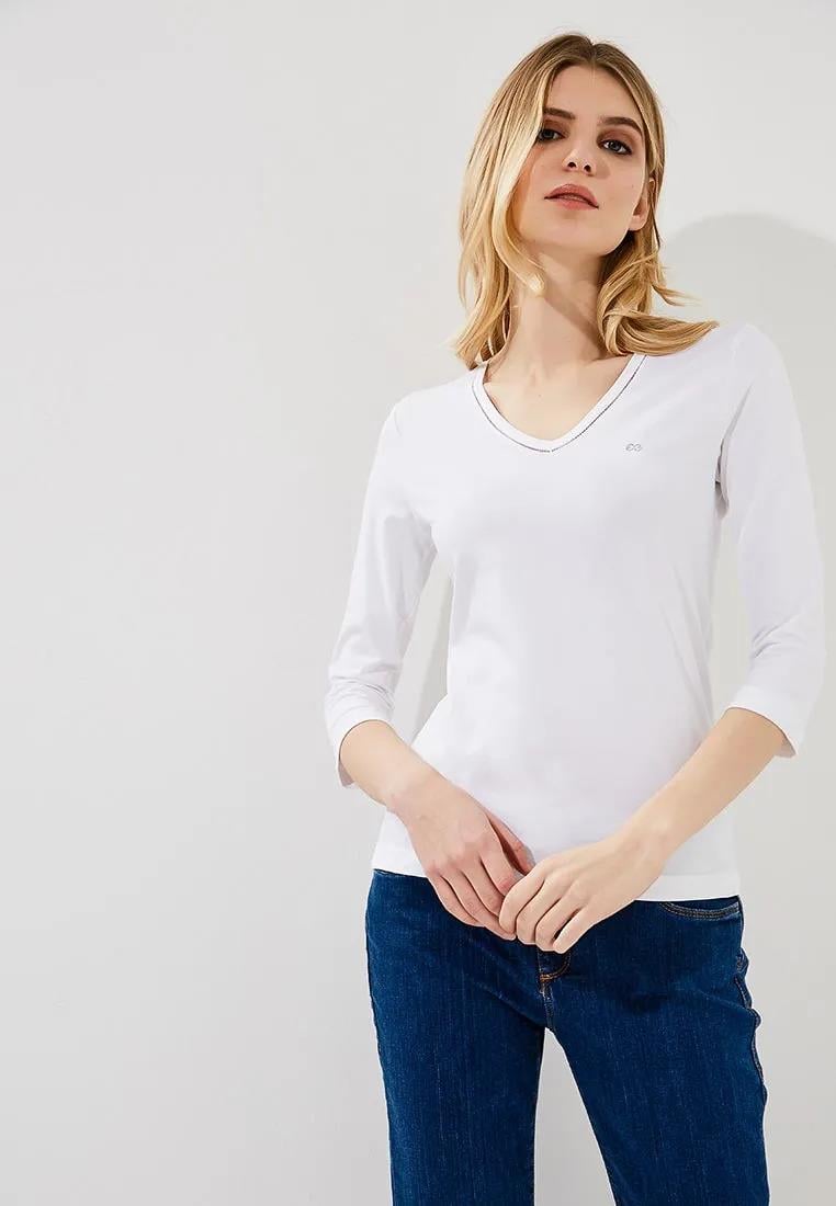 Escada  V Yaka Truvakar Kol Pamuklu T-shirt
