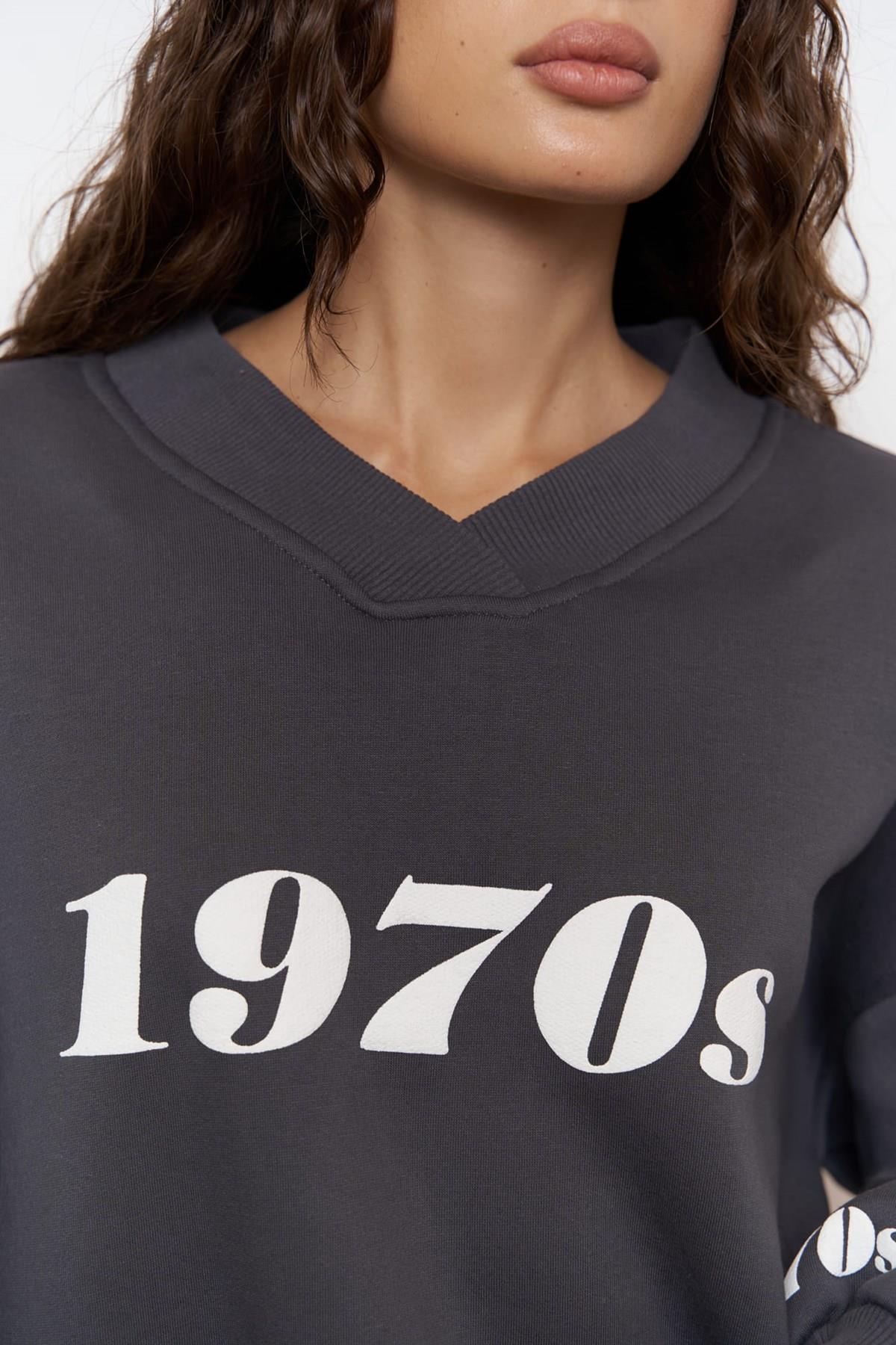 1970s Antrasit Oversize Unisex Sweatshirt