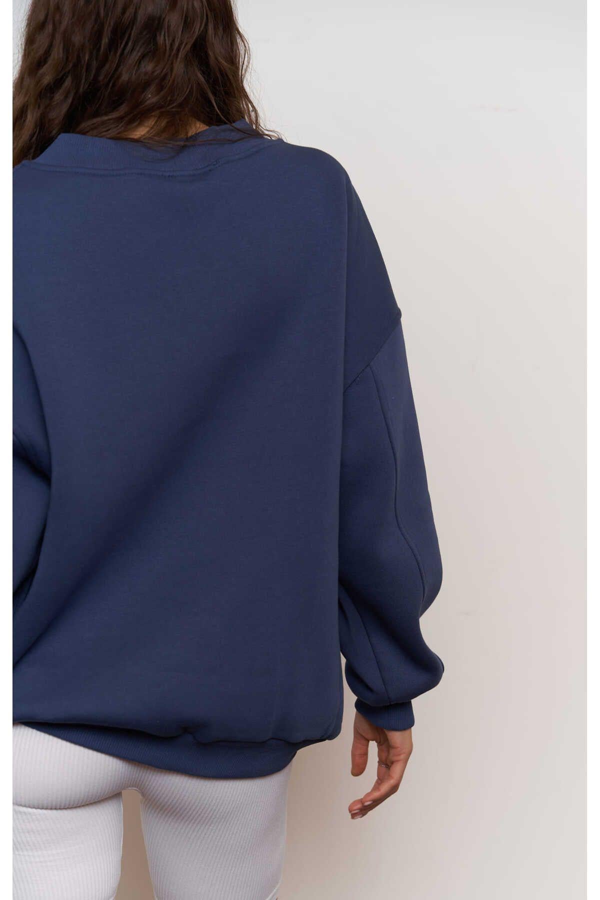 1970s İndigo Oversize Unisex Sweatshirt