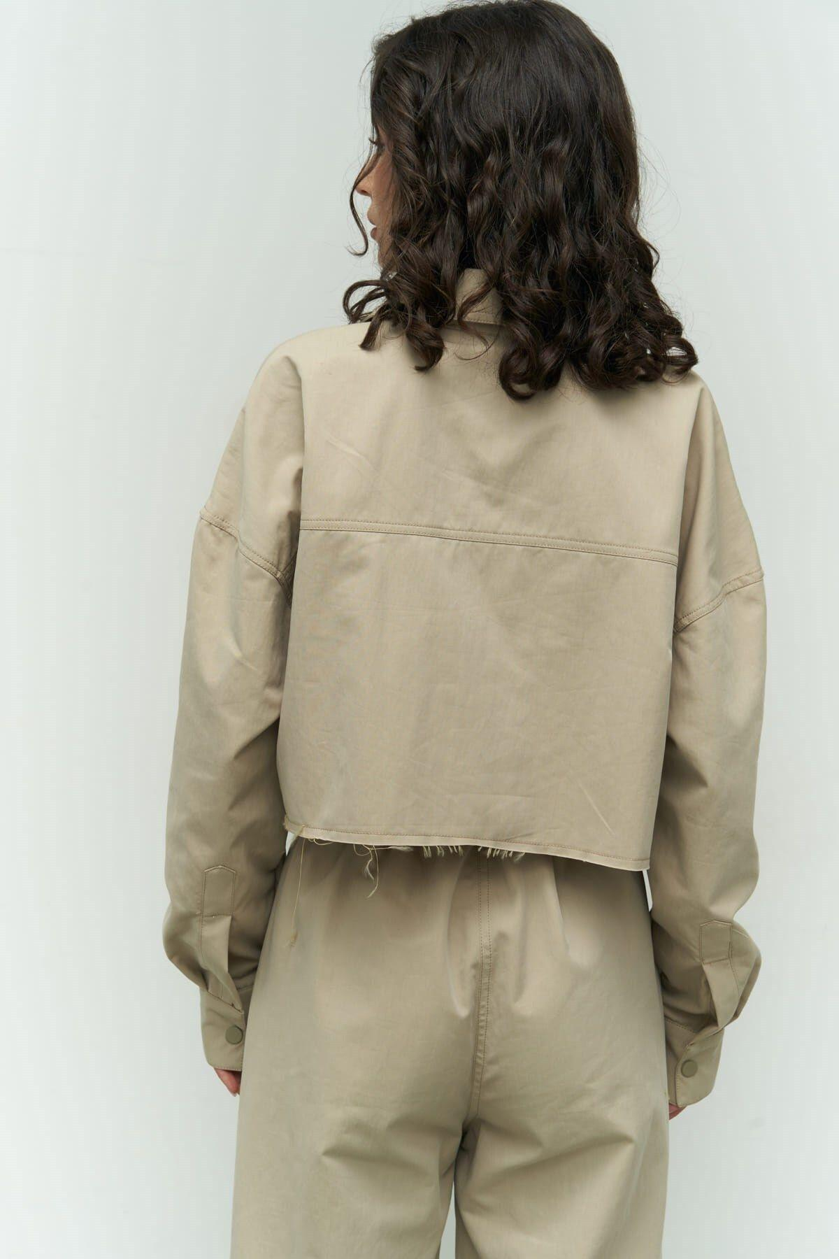 Abra Beige Crop Shirt & Pants Set