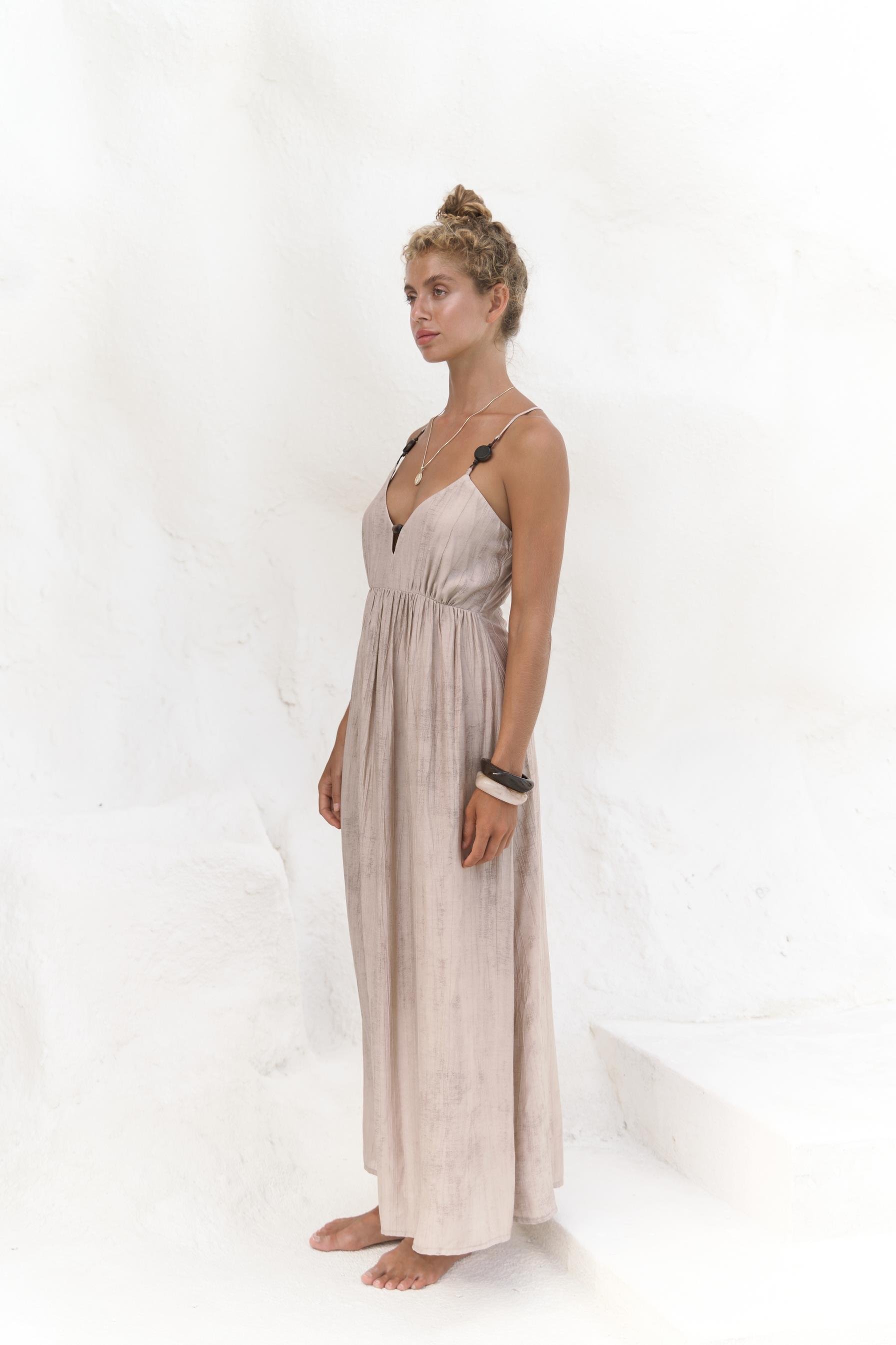 Aden Boncuk Detay Vizon Elbise