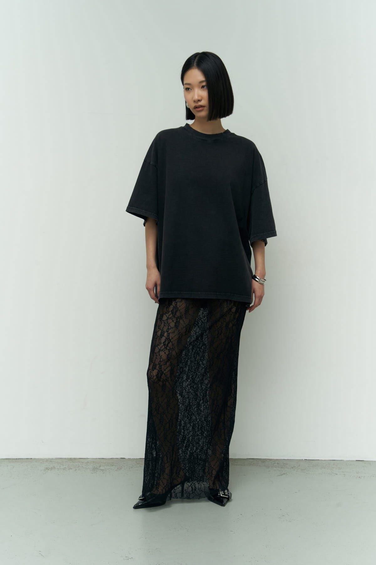 Adrina Black Oversize Washed T-Shirt