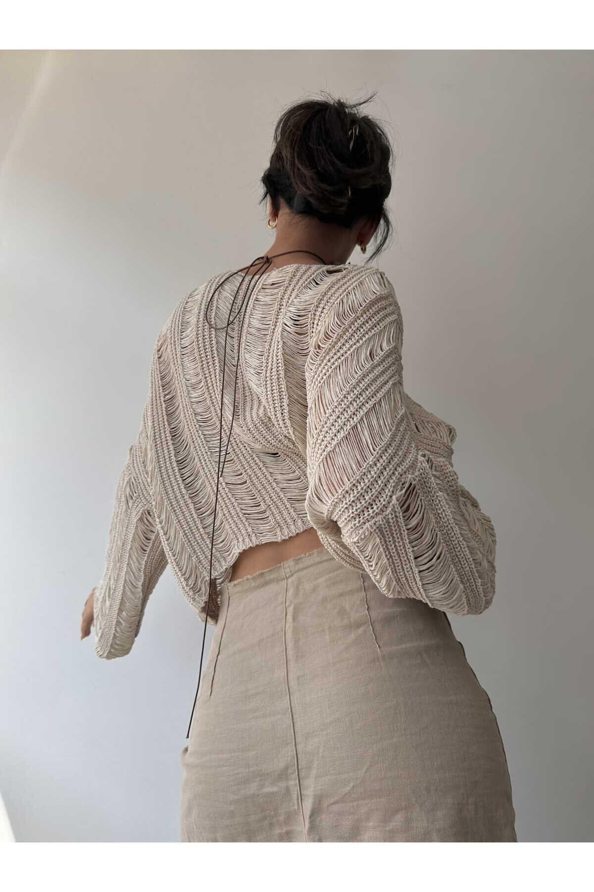 Ajur Bej Organik Triko Crop