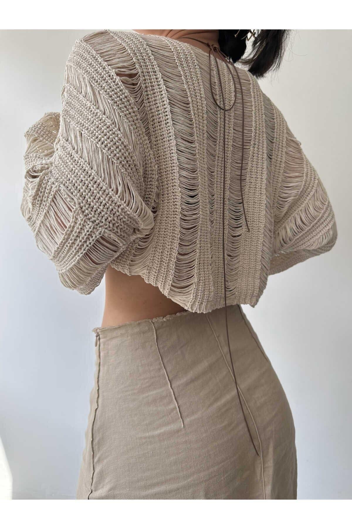 Ajur Bej Organik Triko Crop