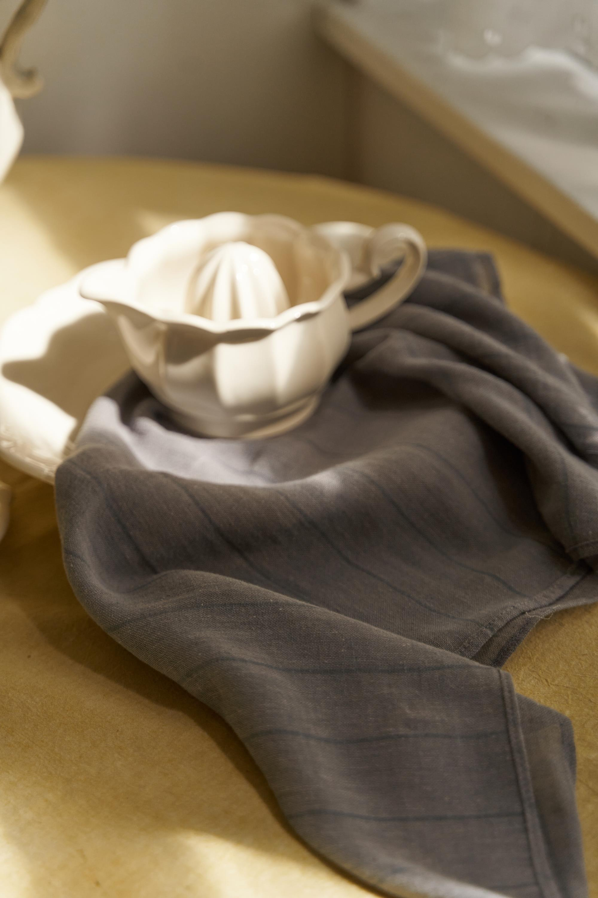 Alba Çizgili Füme Keten Fular