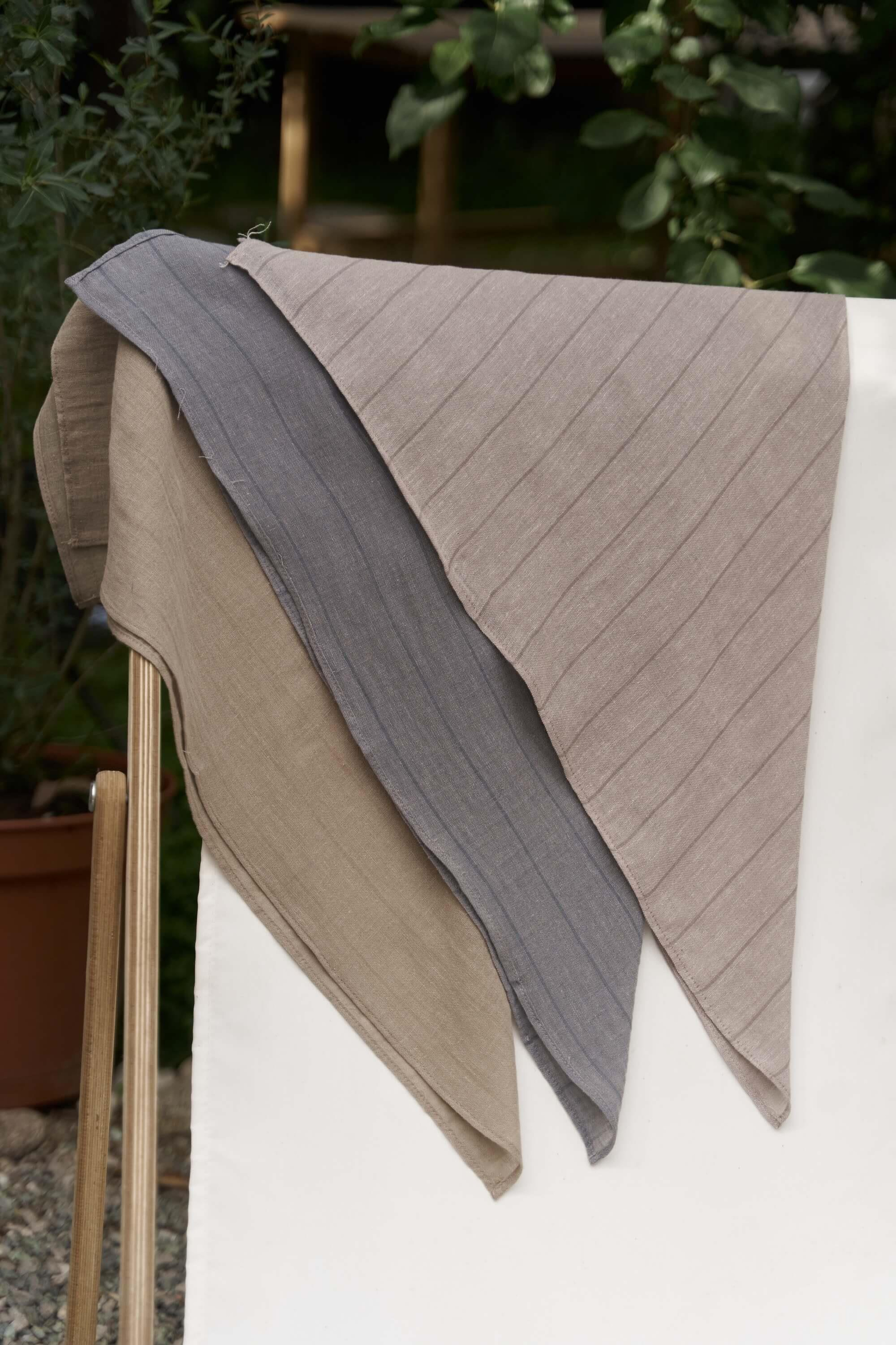 Alba Çizgili Haki Keten Fular