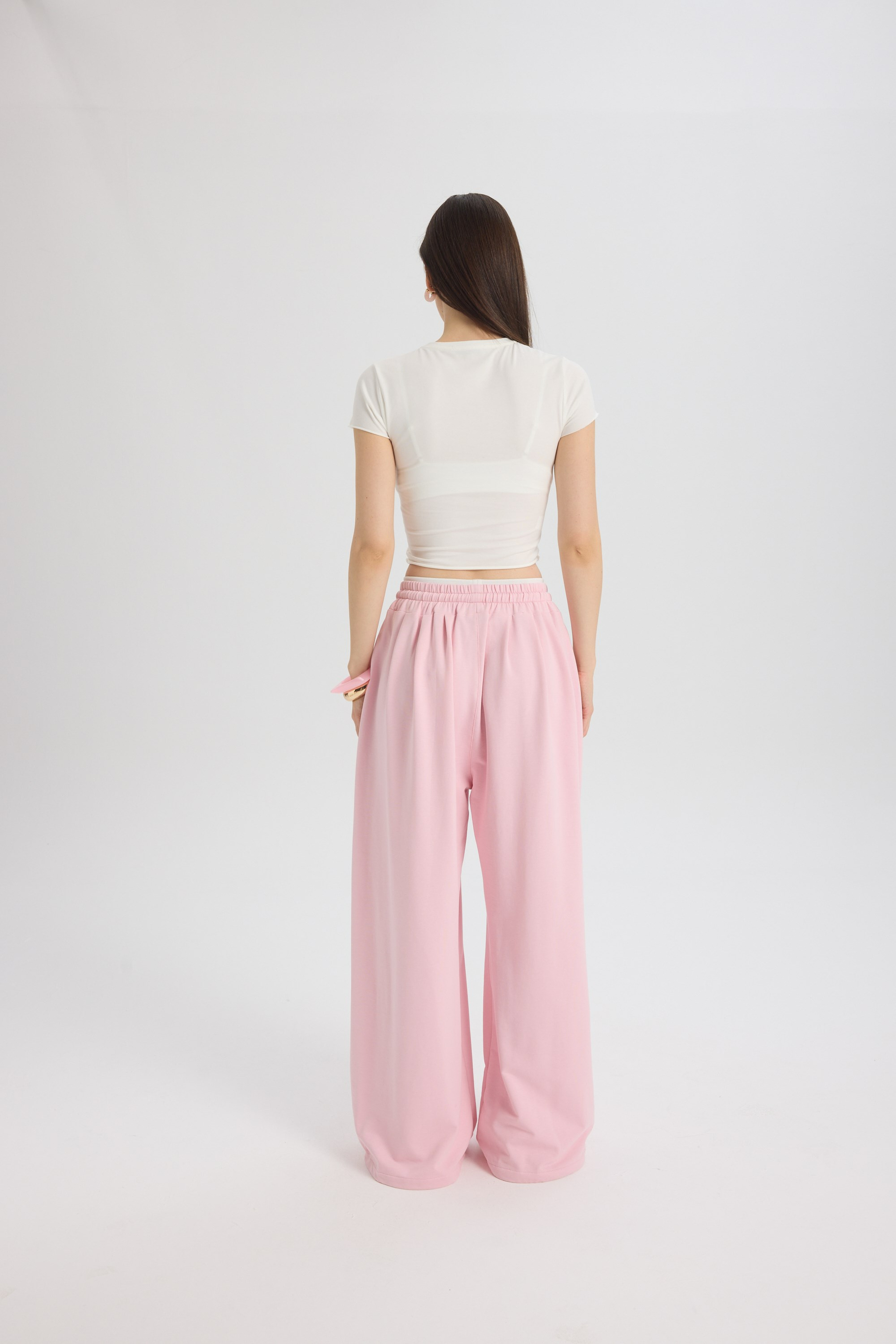 Albane Bel Detay Pembe Crop Eşofman Takım