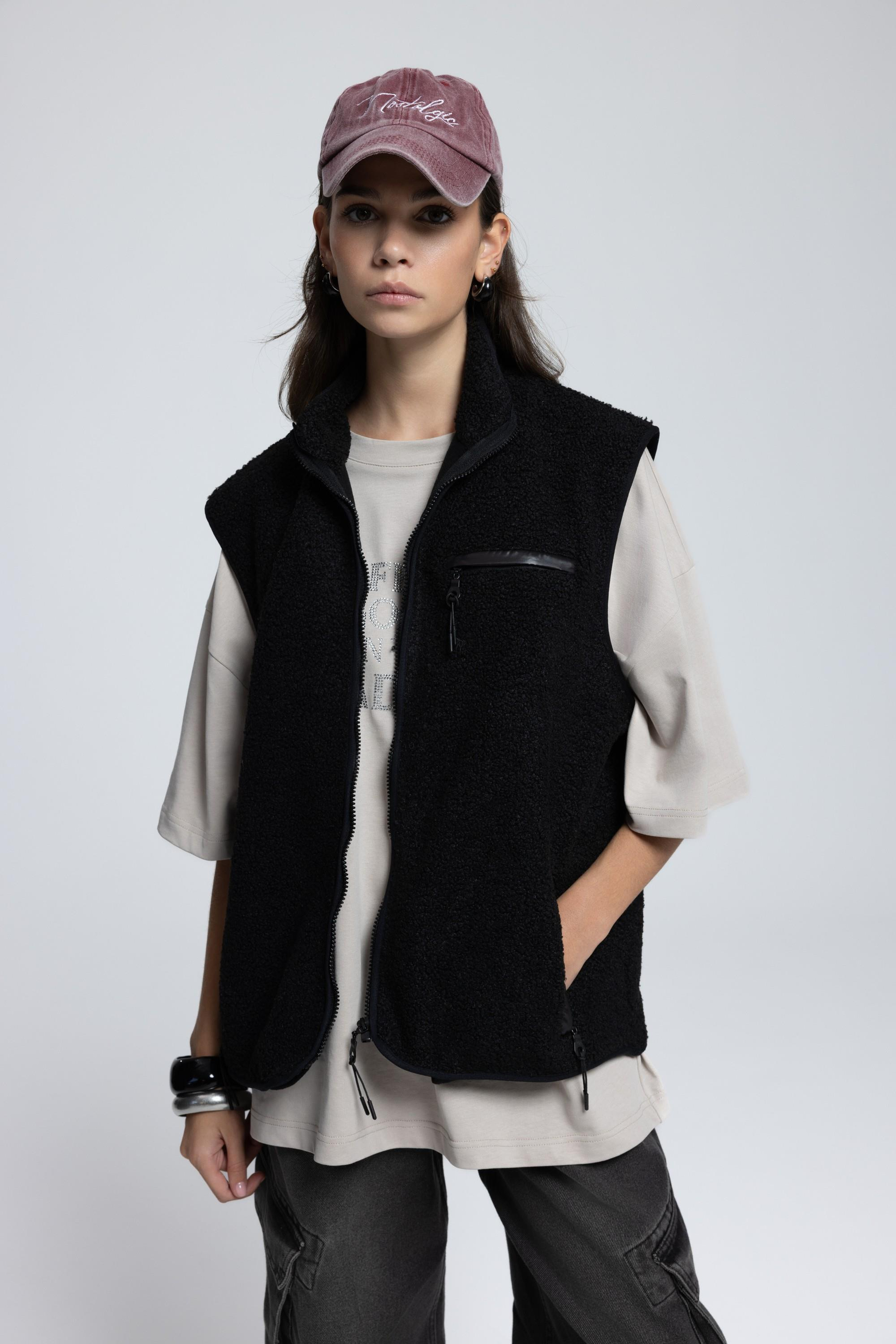 Alberg Siyah Salaş Teddy Yelek