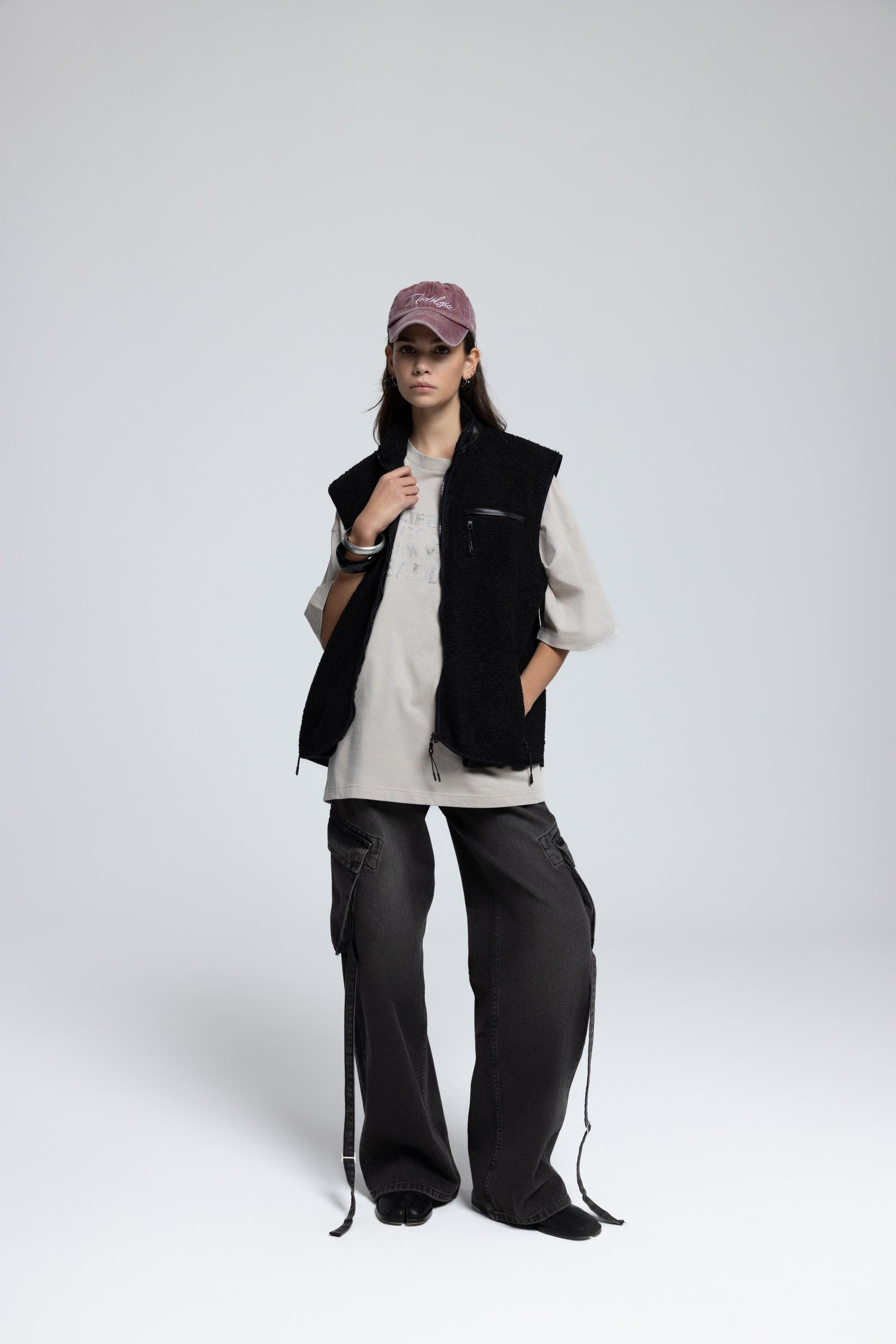 Alberg Siyah Salaş Teddy Yelek