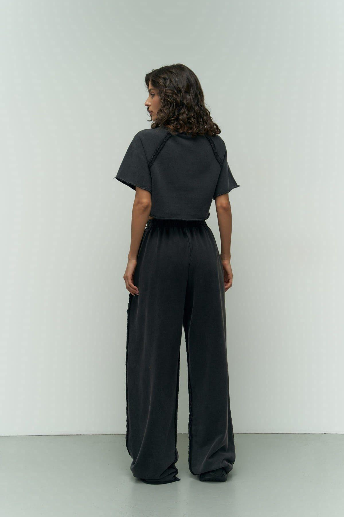 Alda Black Crop Washed Tracksuit