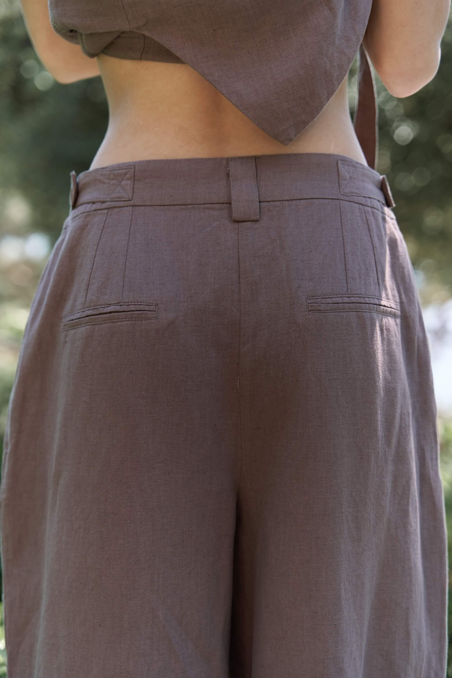 Alidah Pileli Açık Kahve Bol Paça Pantolon