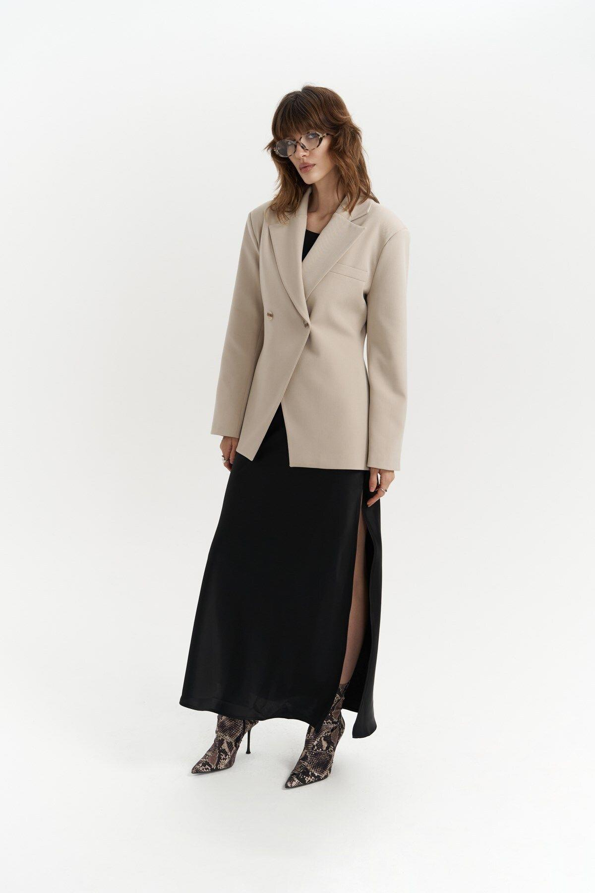 Allegany Light Beige Waist-Fitted Blazer