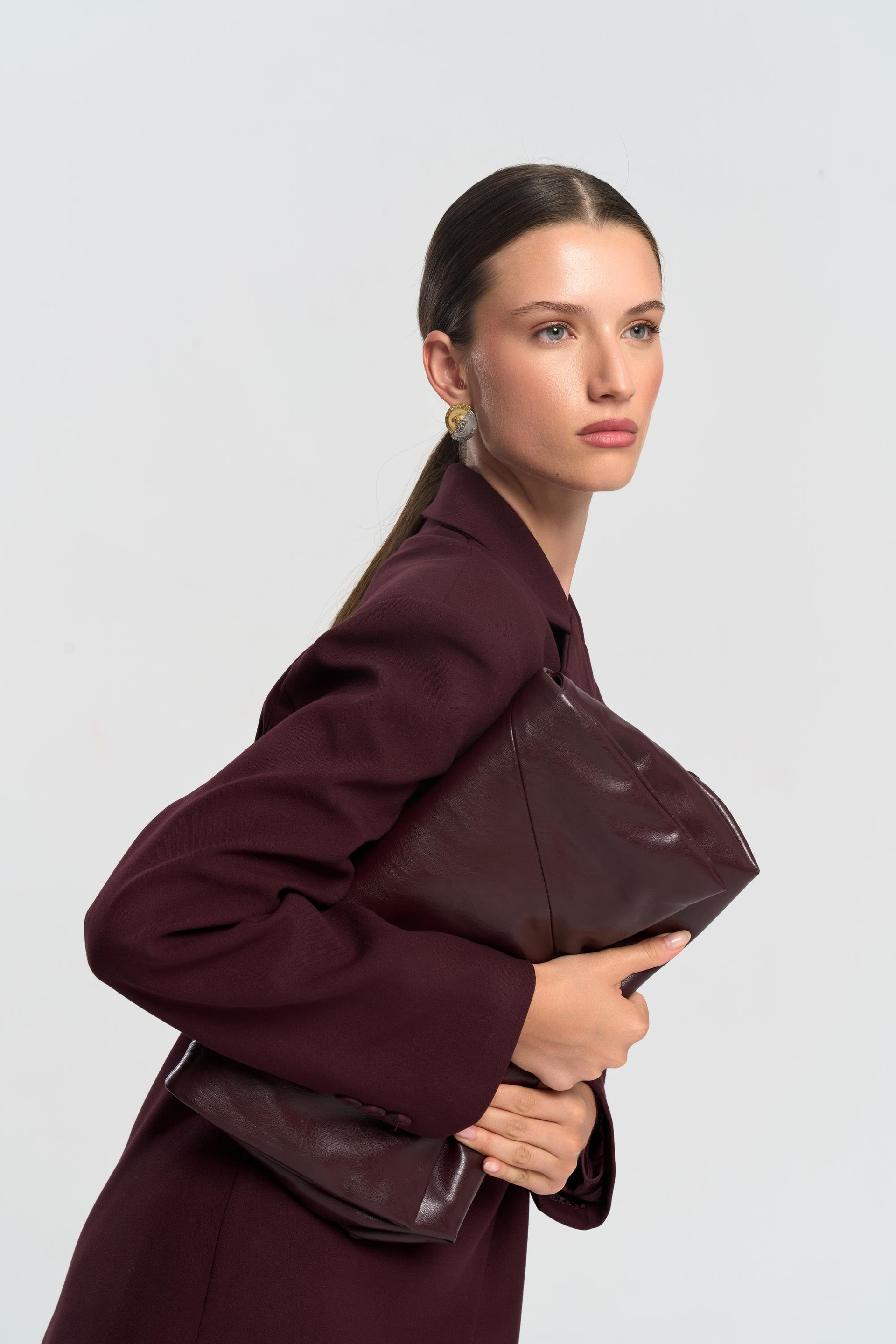 Allegany Bordo Bel Oturmalı Blazer