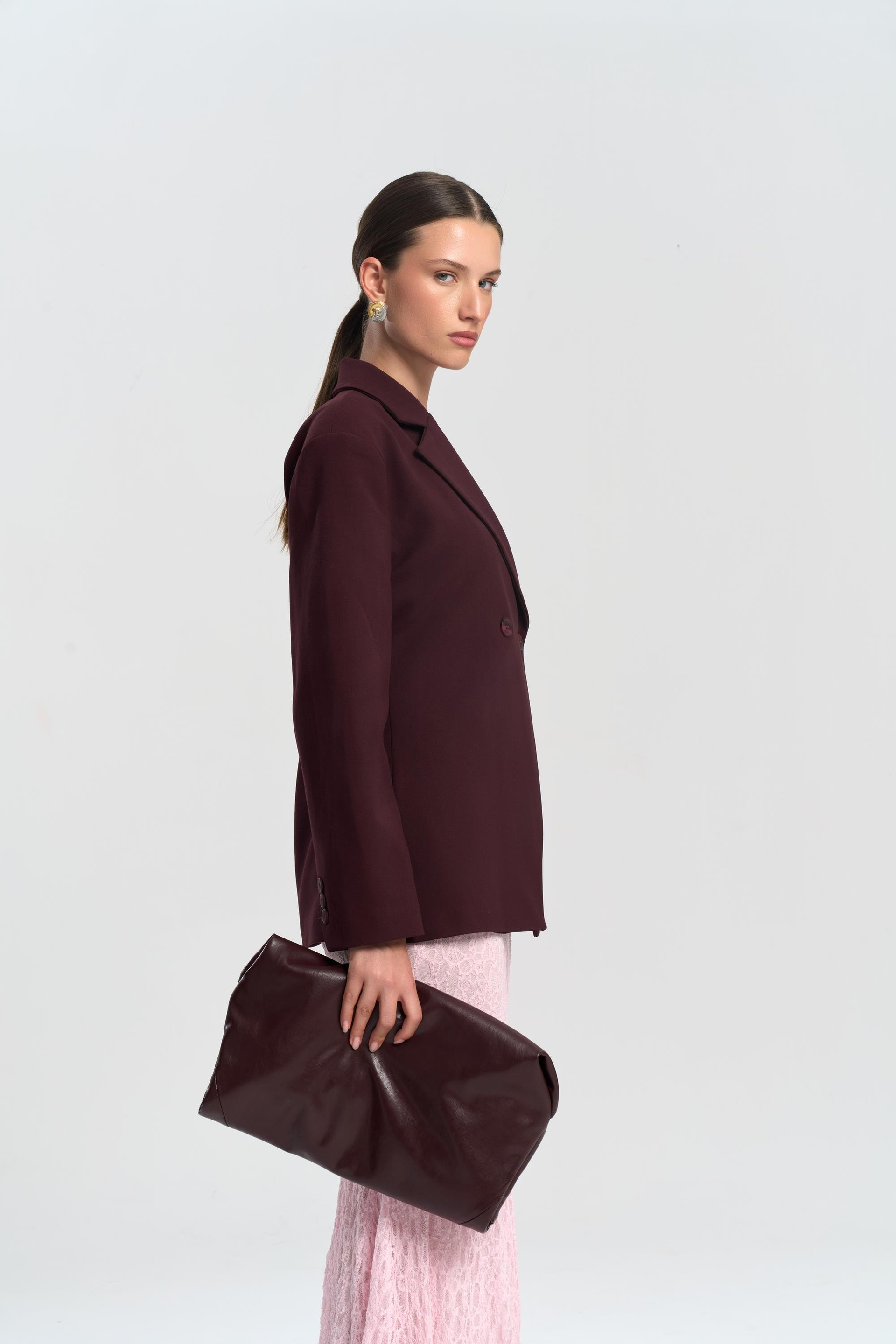 Allegany Bordo Bel Oturmalı Blazer