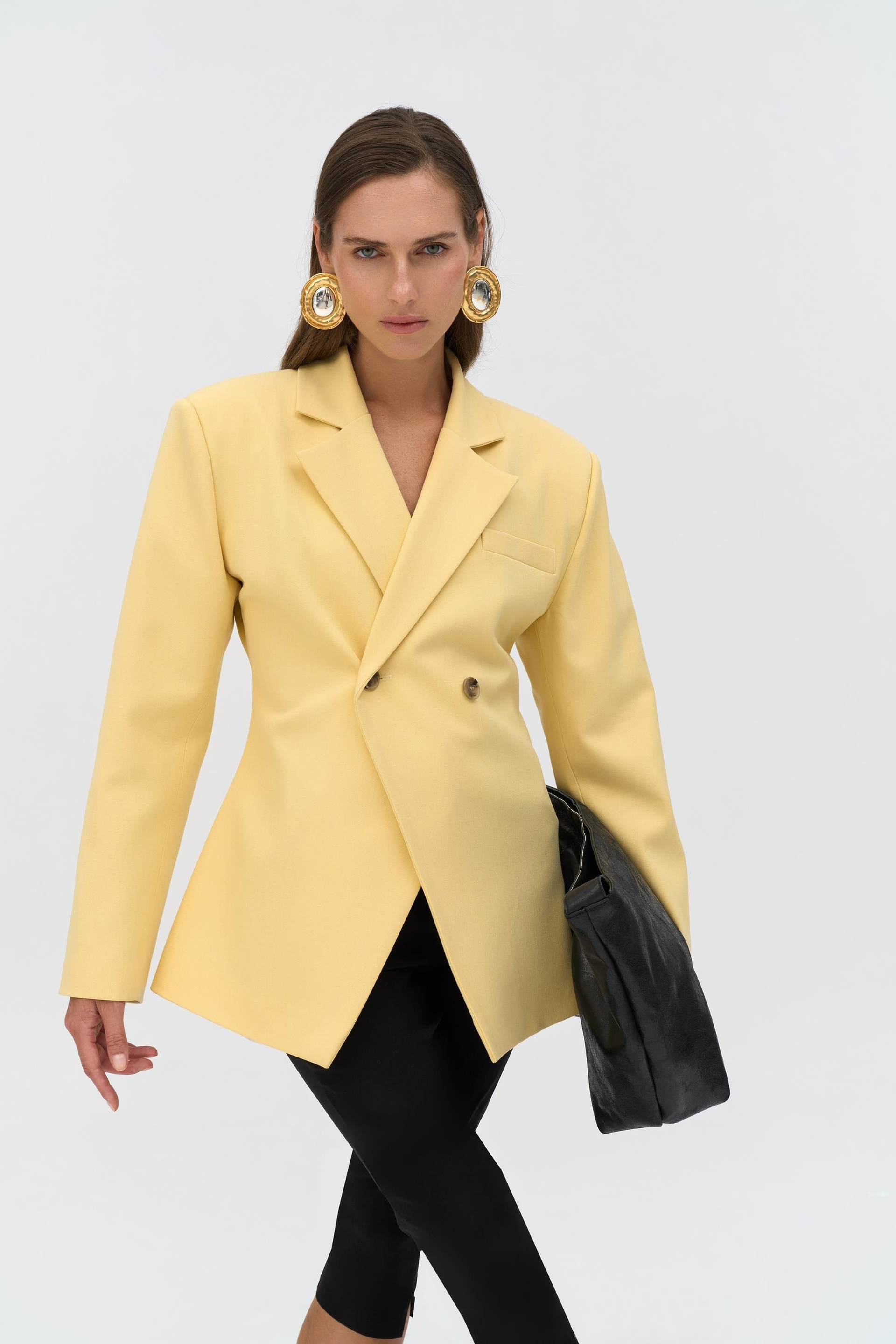 Allegany Sarı Bel Oturmalı Blazer