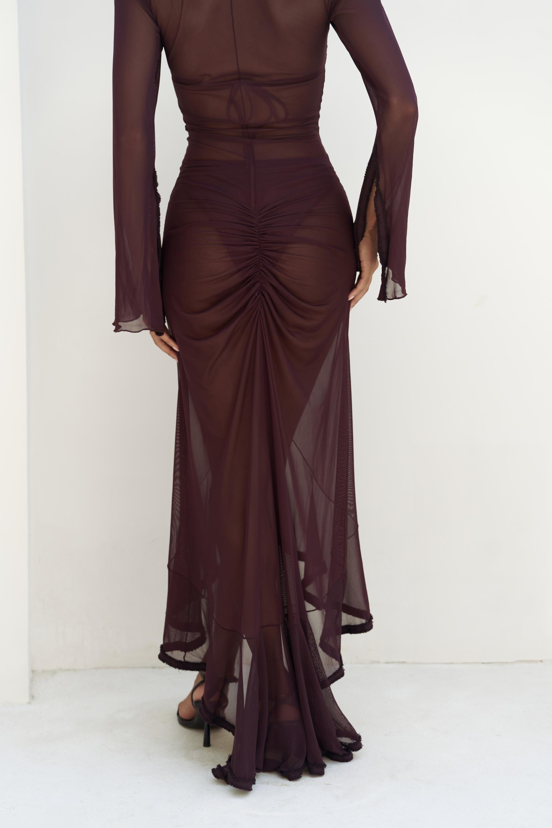 Alyona Dantel Detay Bordo Elbise