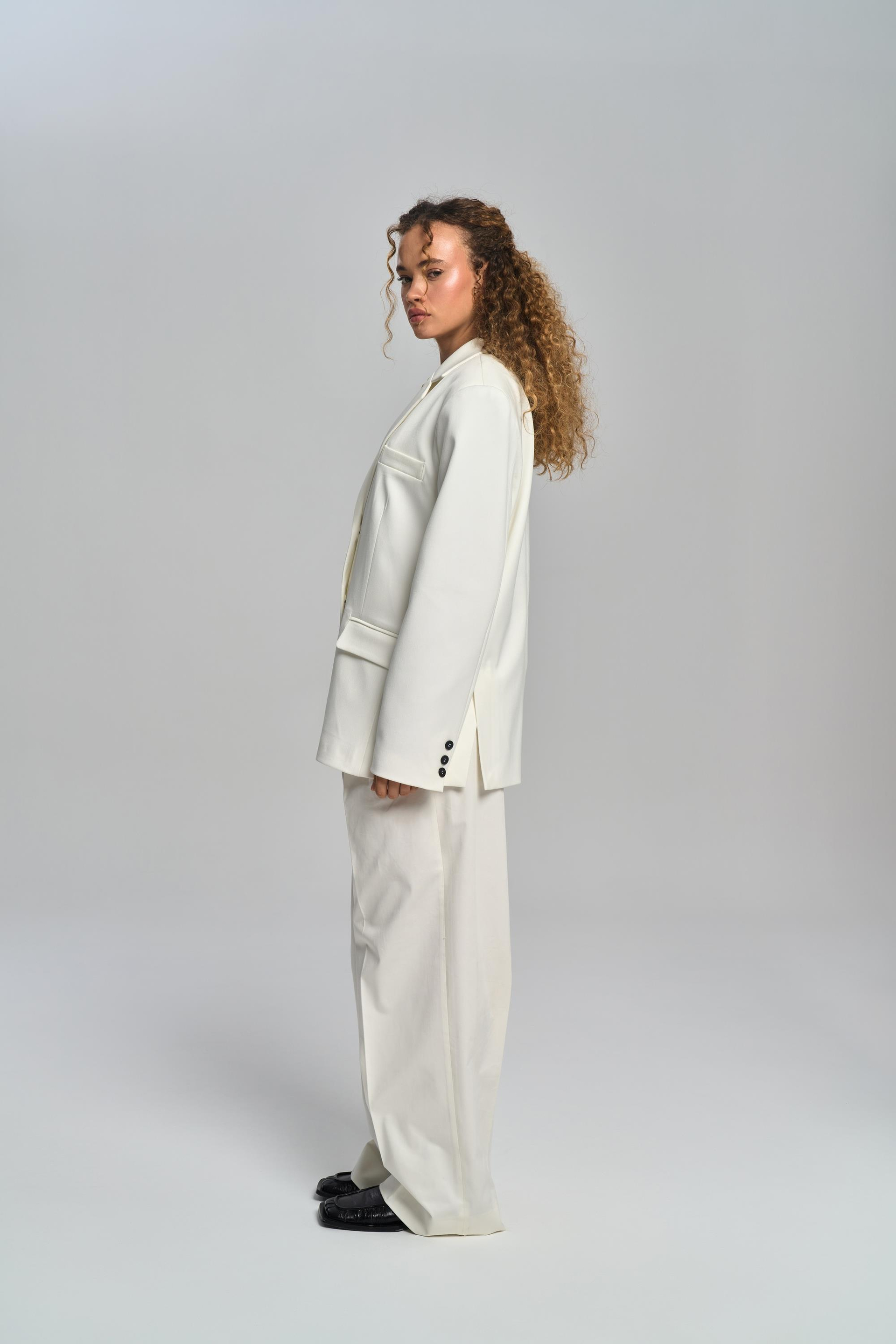 Amara Kemer Detay Ekru Palazzo Pantolon