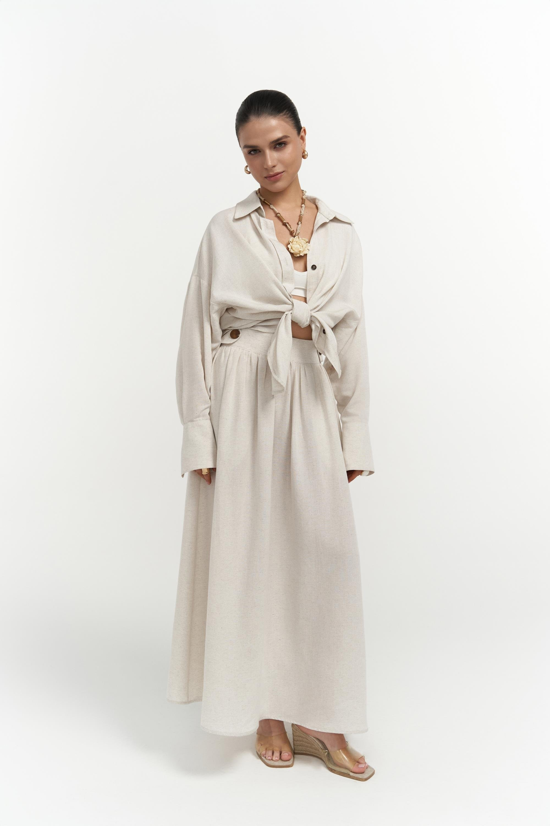 Ambra Bej Gömlek Etek Takım