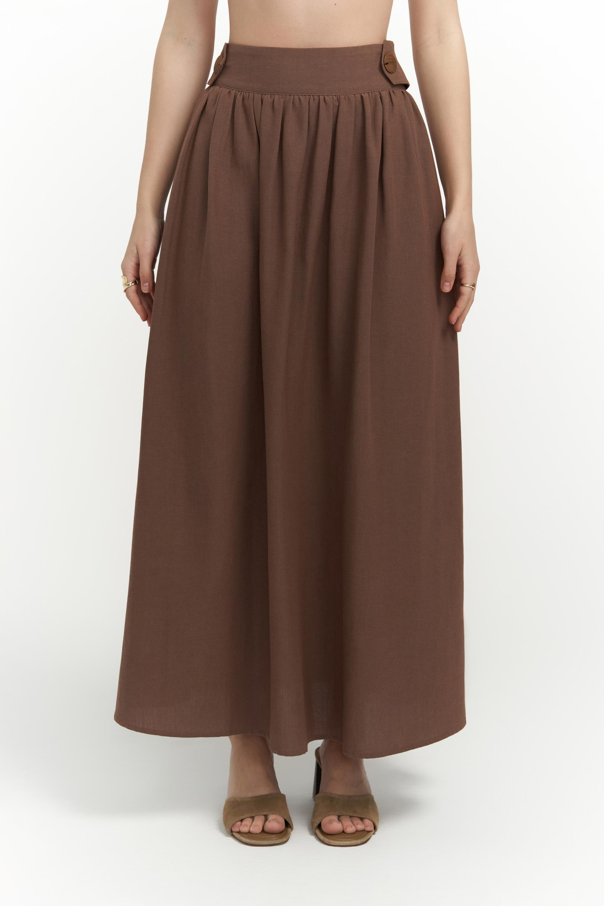 Ambra Kahve Gömlek Etek Takım