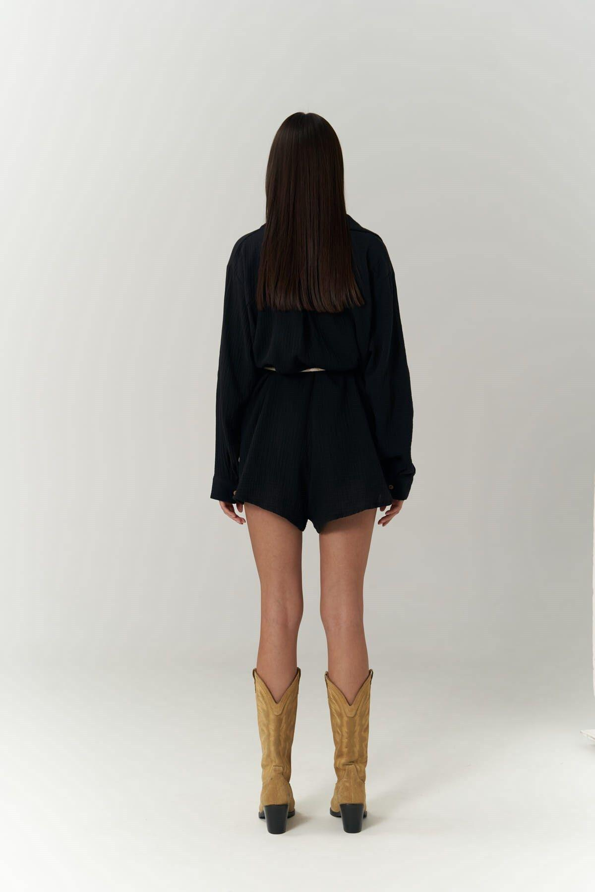 Bohemai Anetta Black Muslin Short Jumpsuit