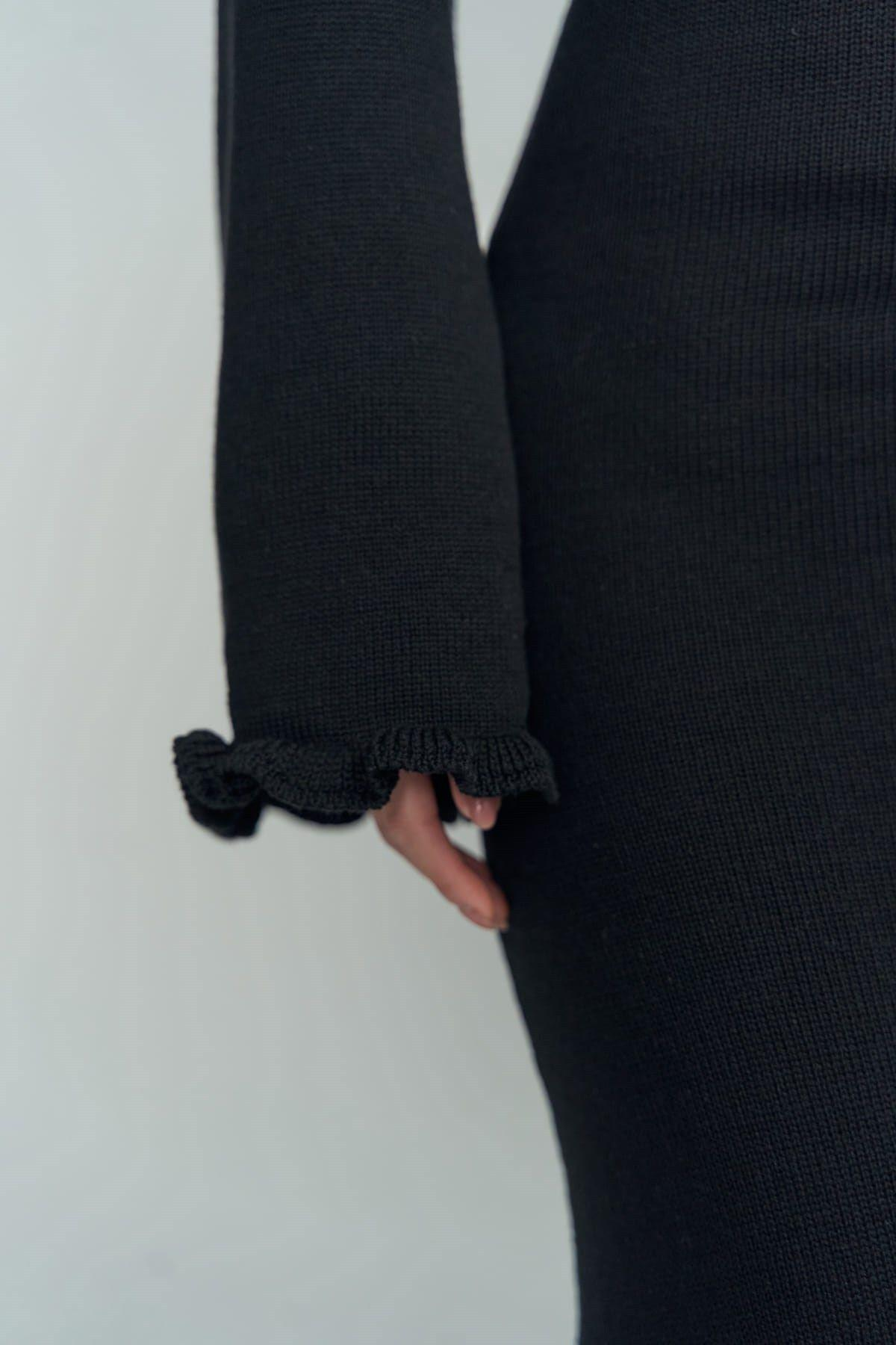 Angela Low Back Black Knit Dress