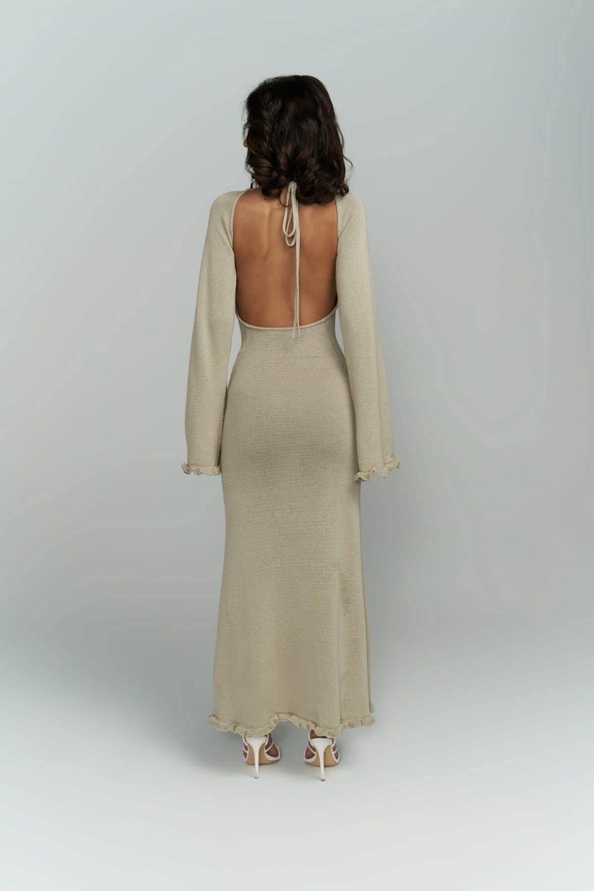 Angela Low Back Stone Knit Dress