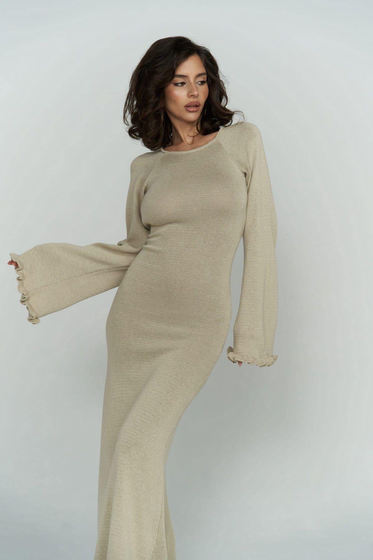 Angela Low Back Stone Knit Dress