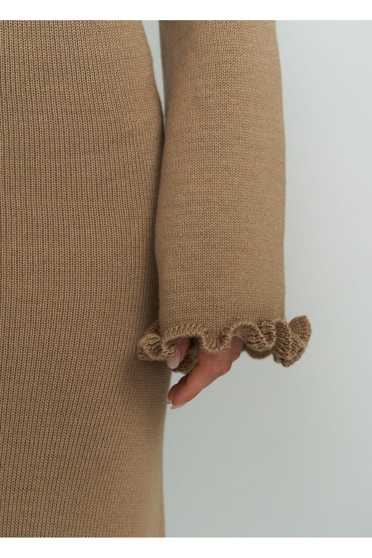 Angela Low Back Light Brown Knit Dress