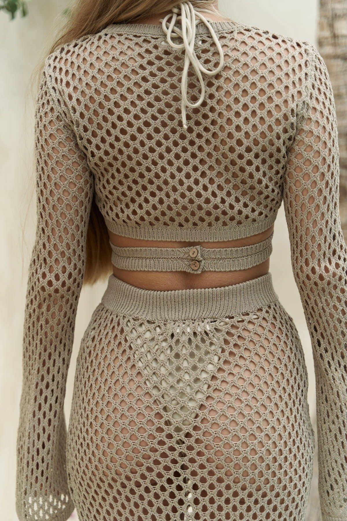 Anse Brown Knit Set with Button Detail 