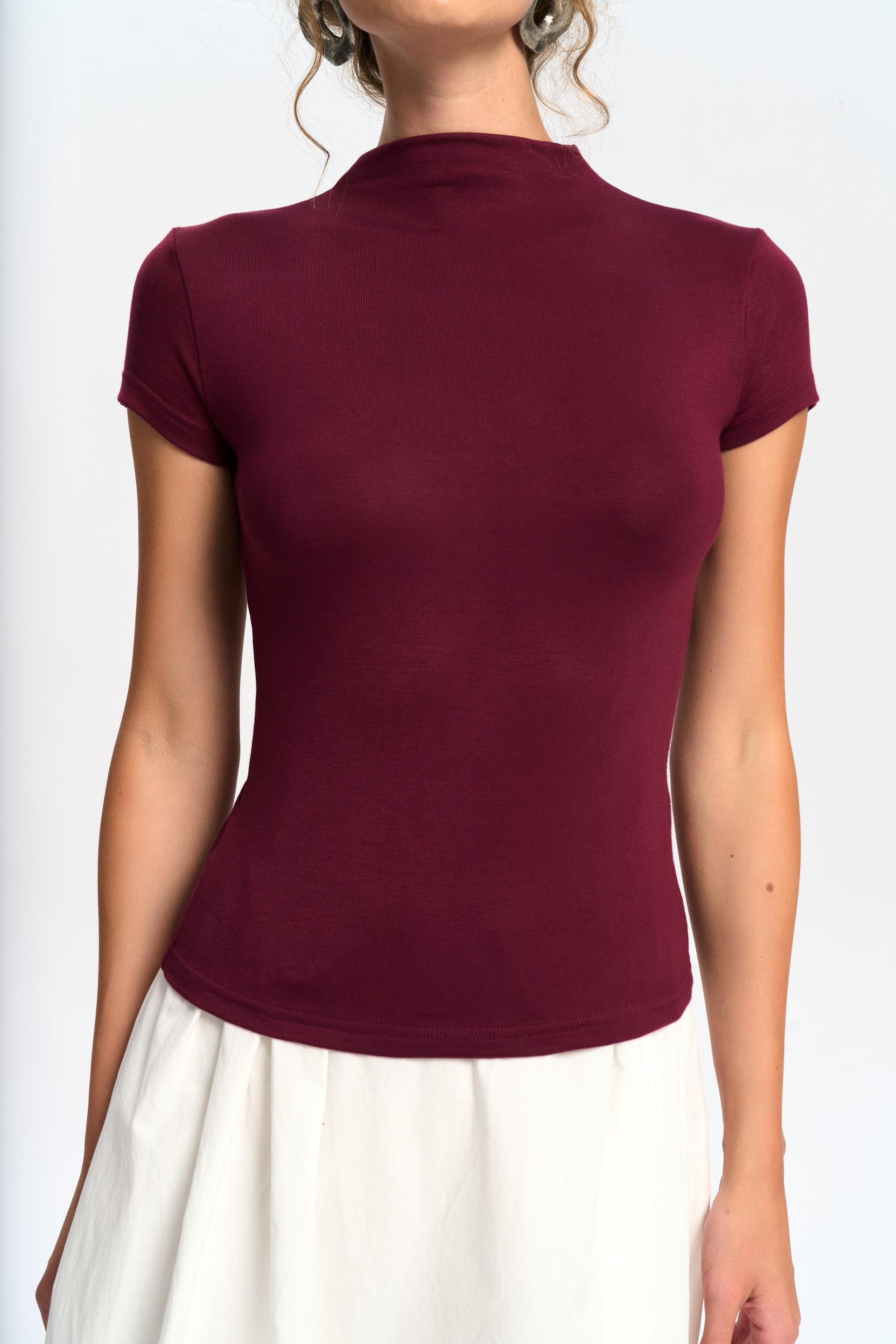 Anvers High Neck Burgundy Crop