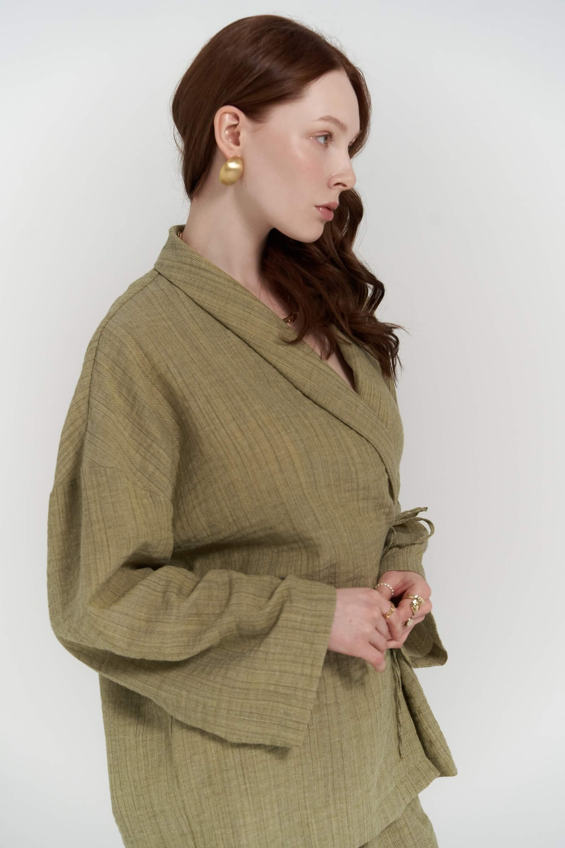 Anya Haki Kimono Pantolon Takım