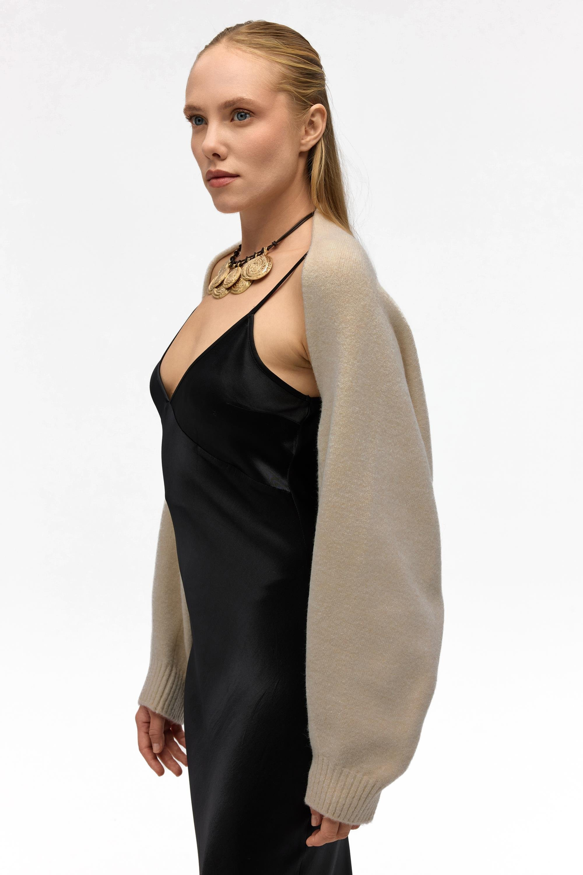 Ardor Uzun Kollu Bej Triko Bolero