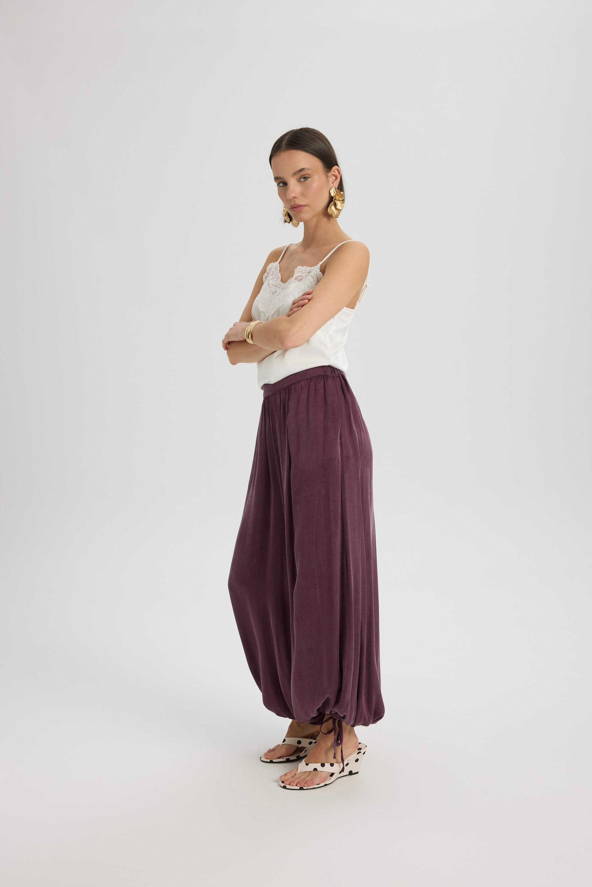 Aria Bordo Şalvar Pantolon