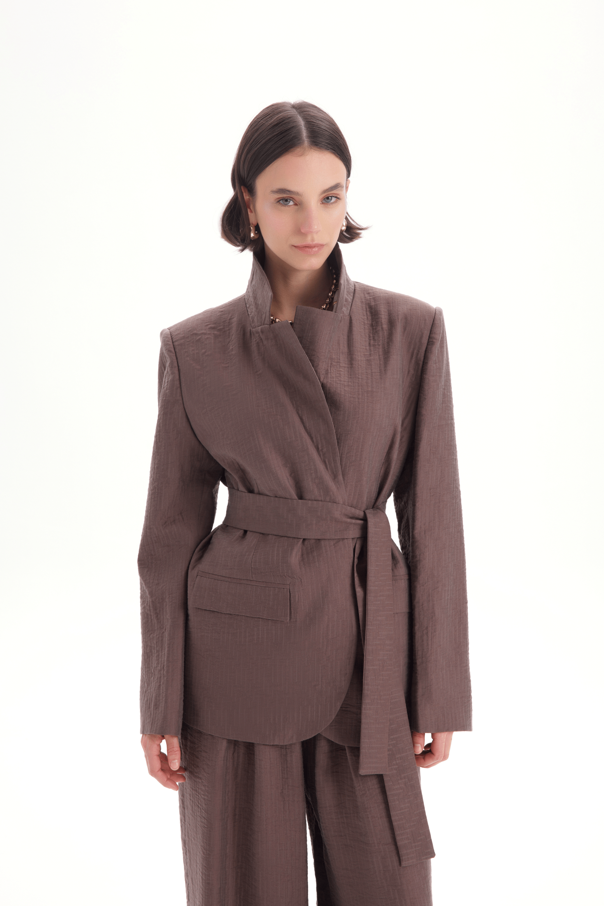 Arisa Kemer Detay Kahve Blazer Ceket