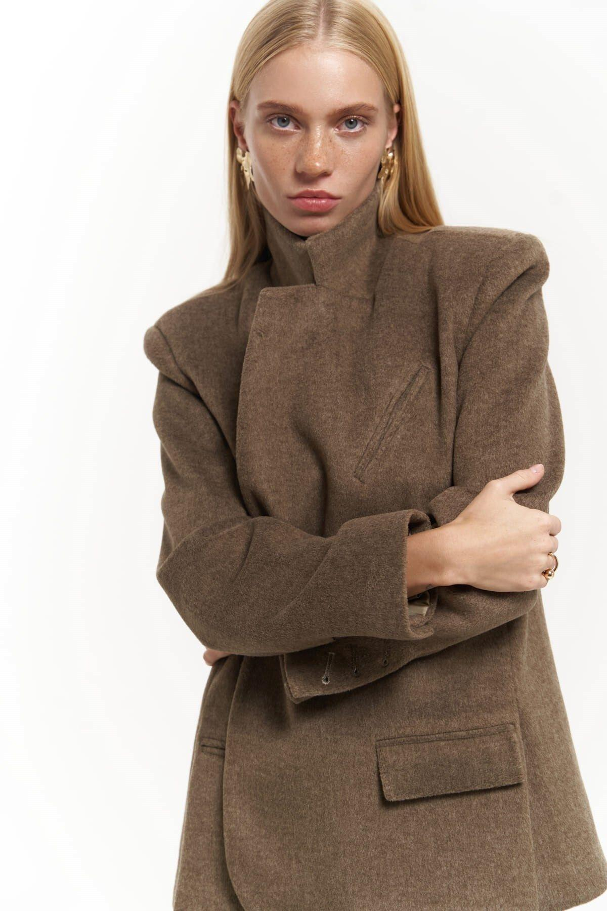 Armonia Brown Blazer with Slit Detail 