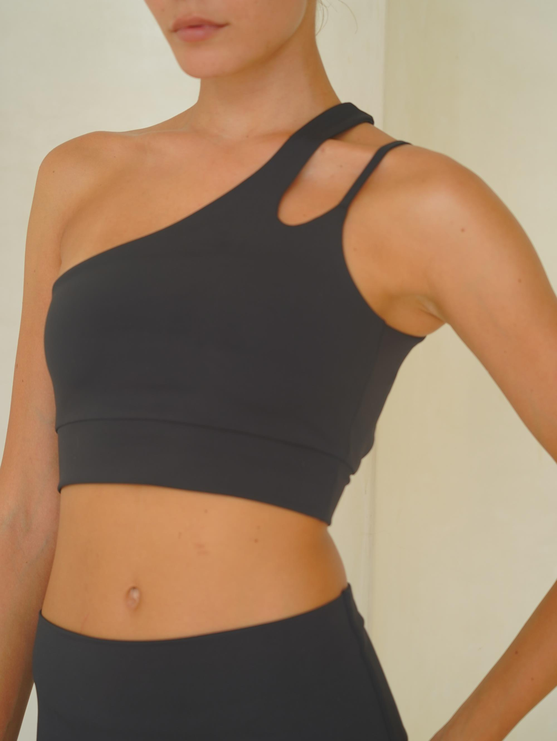 Asana Omuz Detay Spor Antrasit Crop