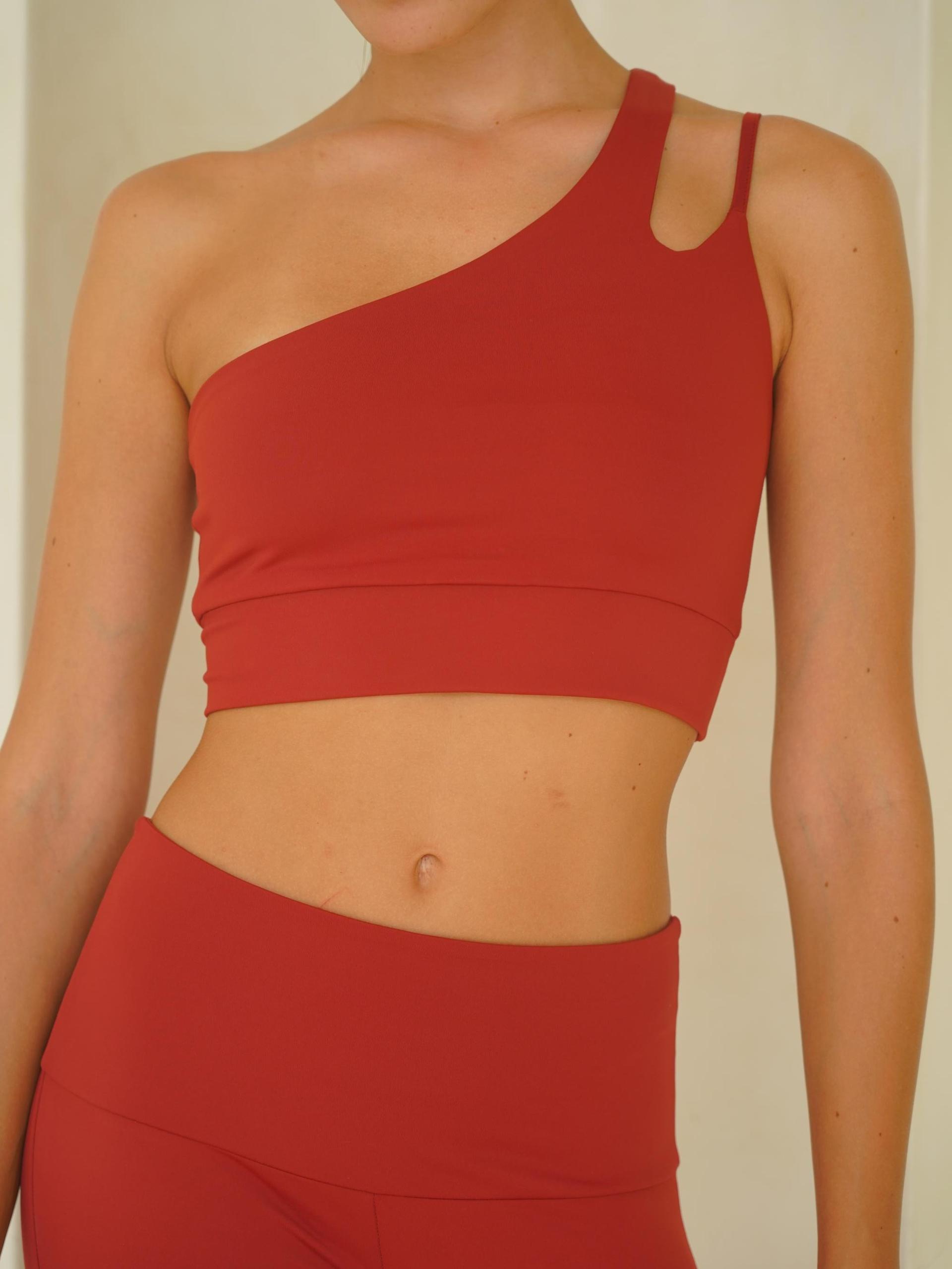 Asana Omuz Detay Spor Bordo Crop 