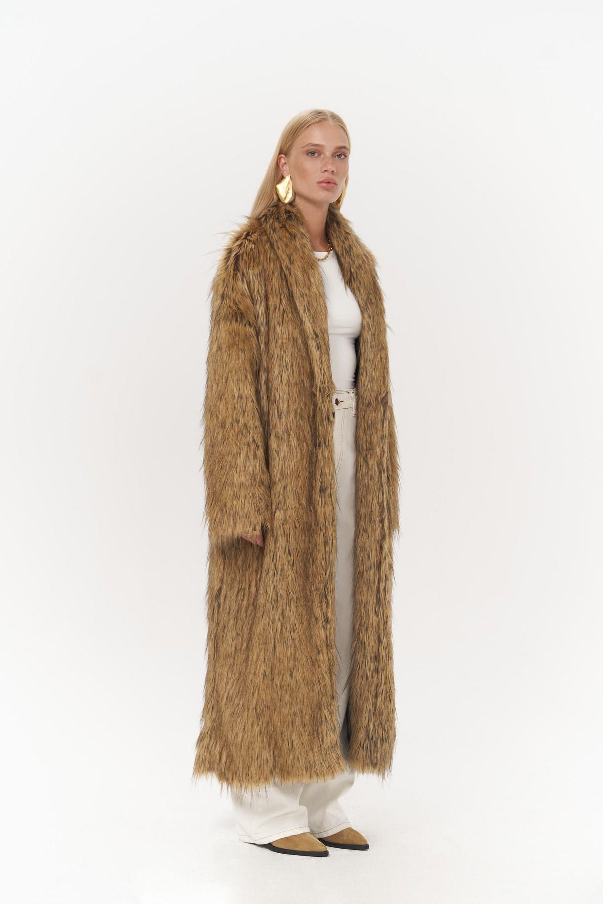 Aspen Yellow Long Fur Coat 