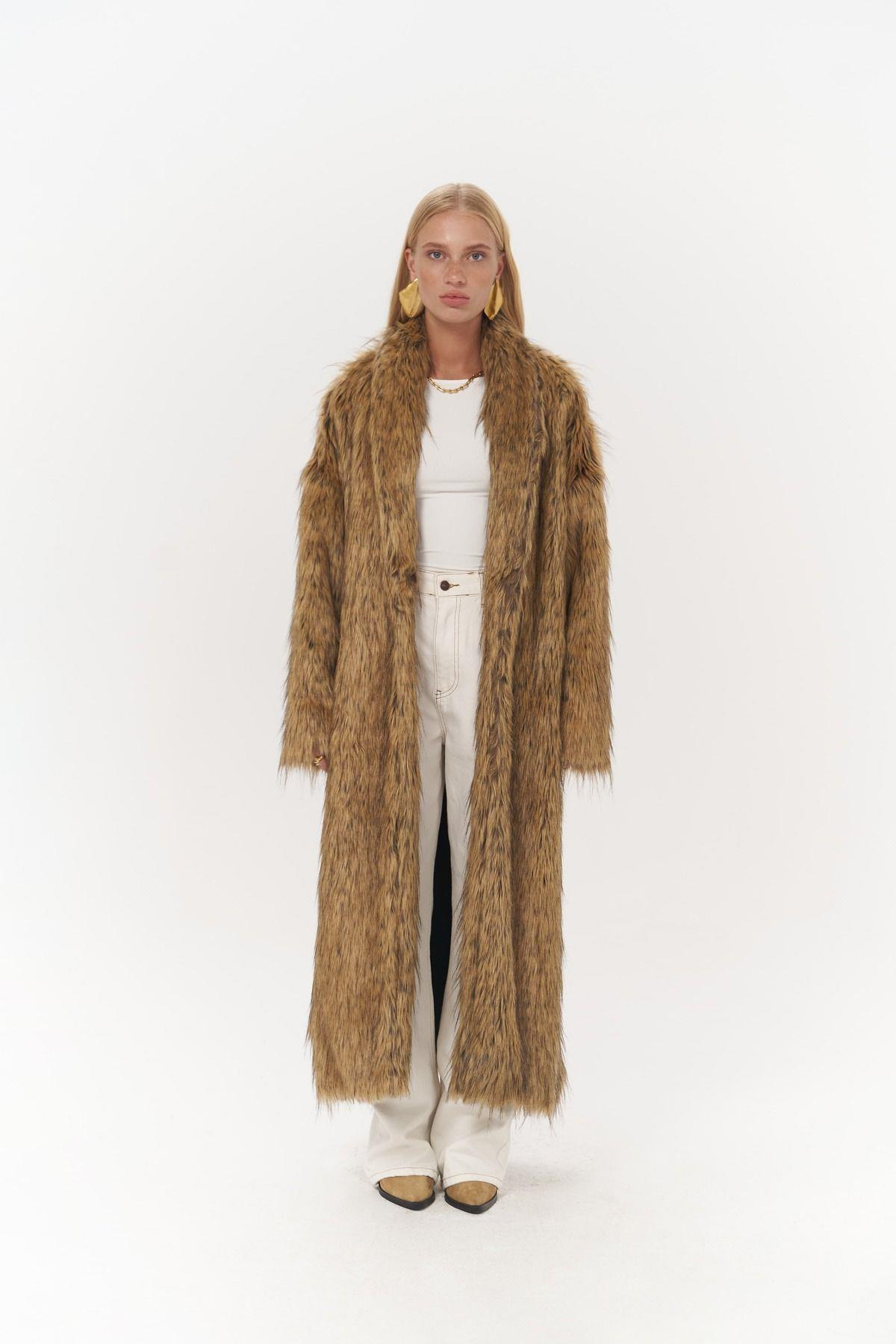 Aspen Yellow Long Fur Coat 