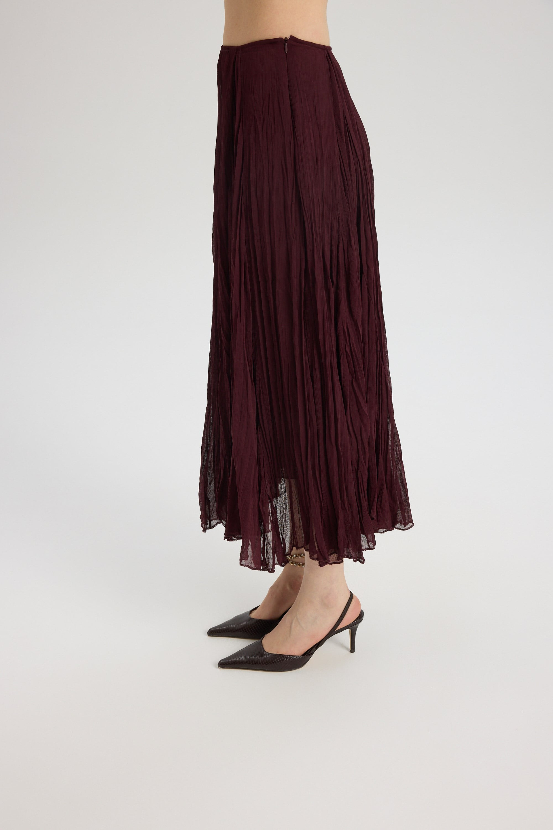 Assa Burgundy Pleated Skirt