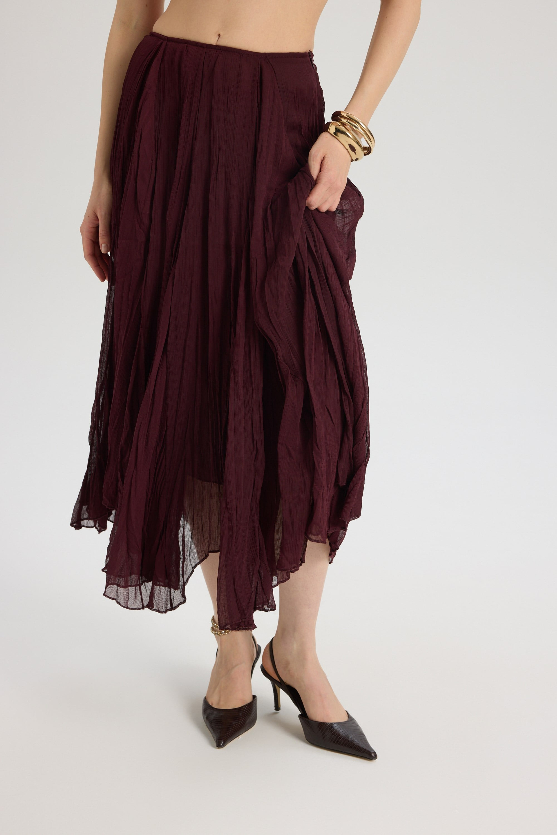 Assa Burgundy Pleated Skirt