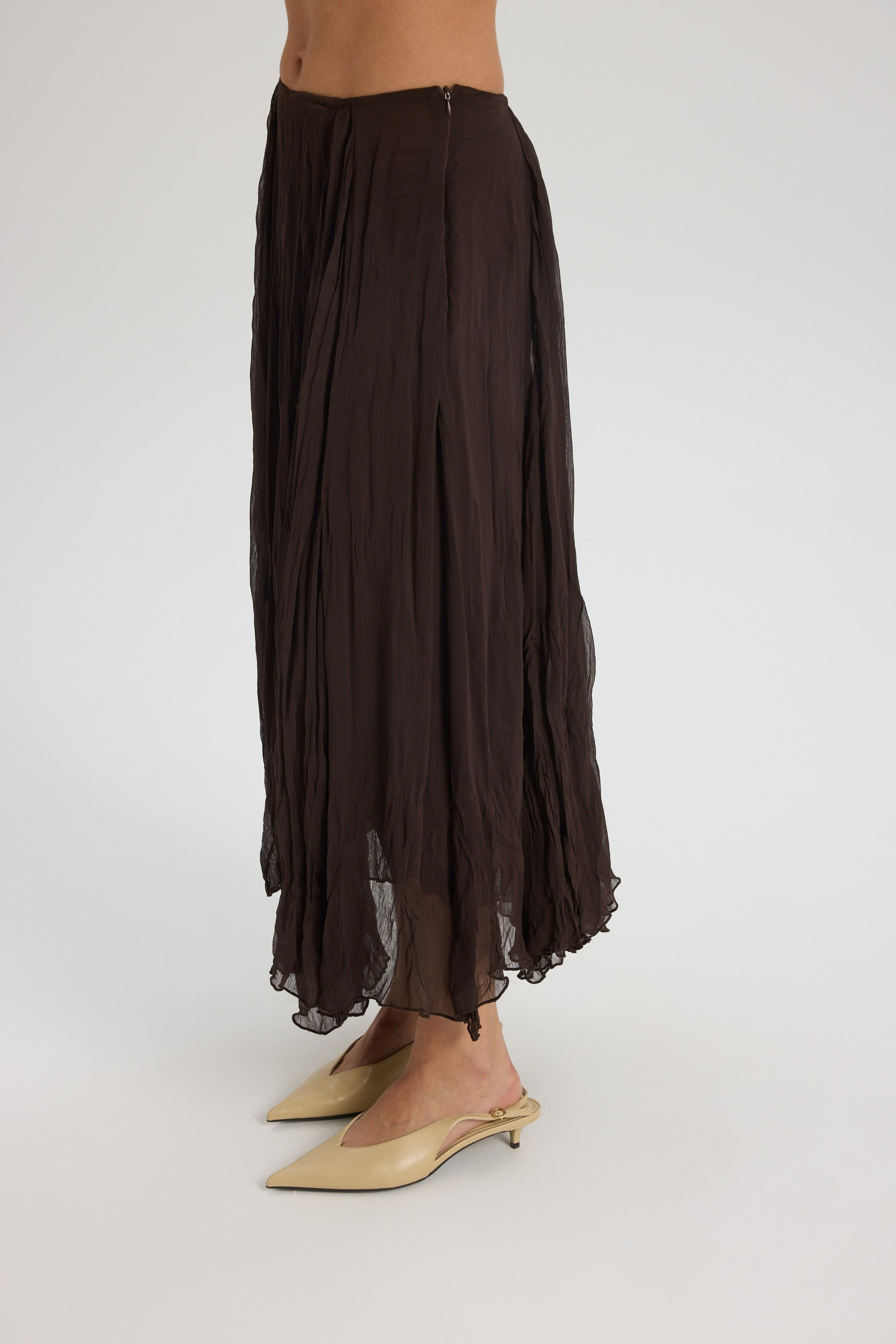 Assa Pleated Brown Skirt