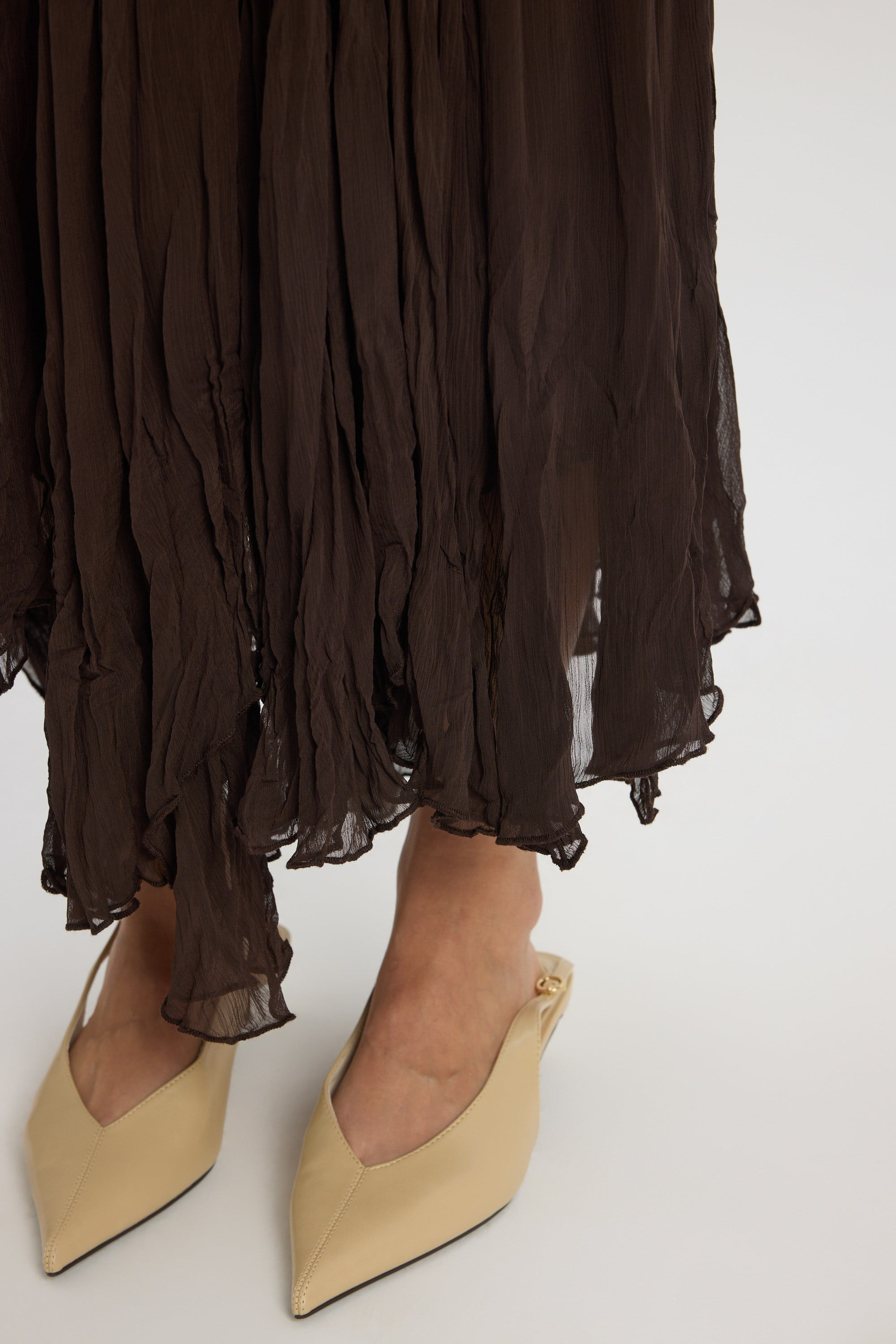 Assa Pleated Brown Skirt
