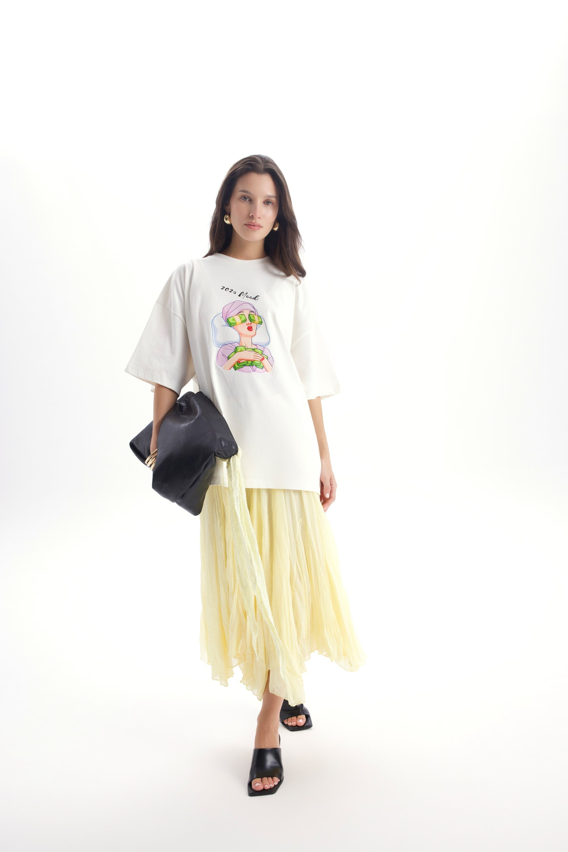 Assa Pleated Yellow Skirt