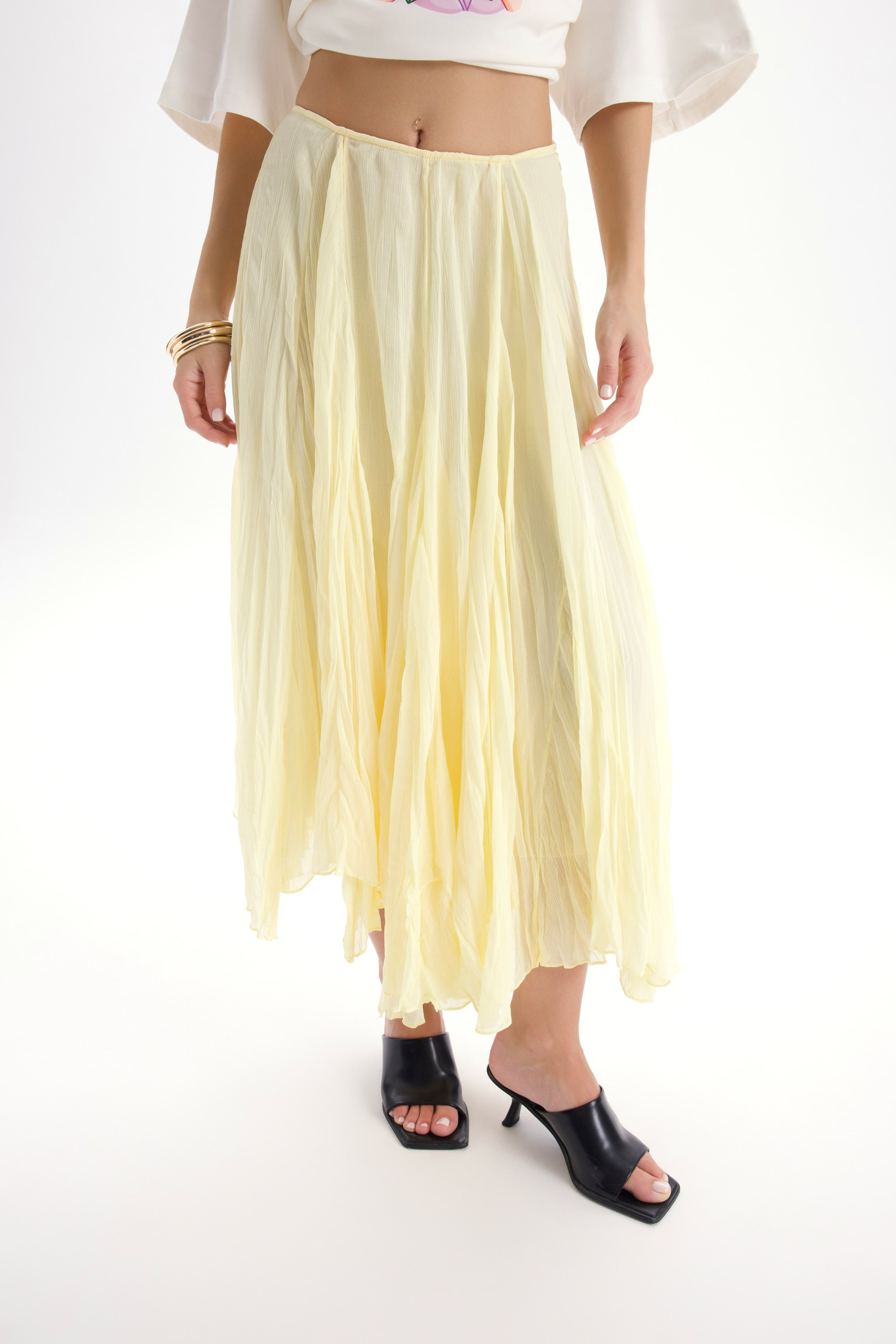 Assa Pleated Yellow Skirt