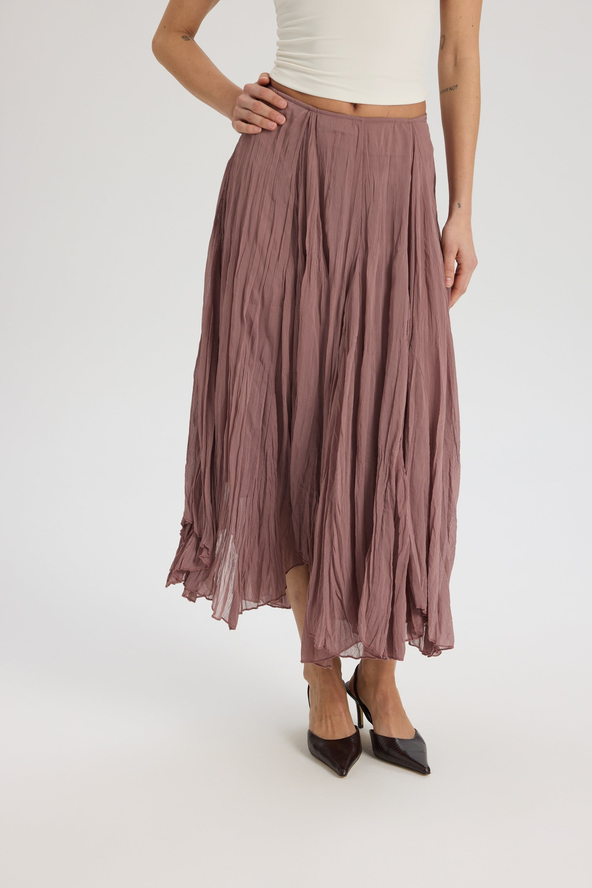 Assa Taupe Pleated Skirt